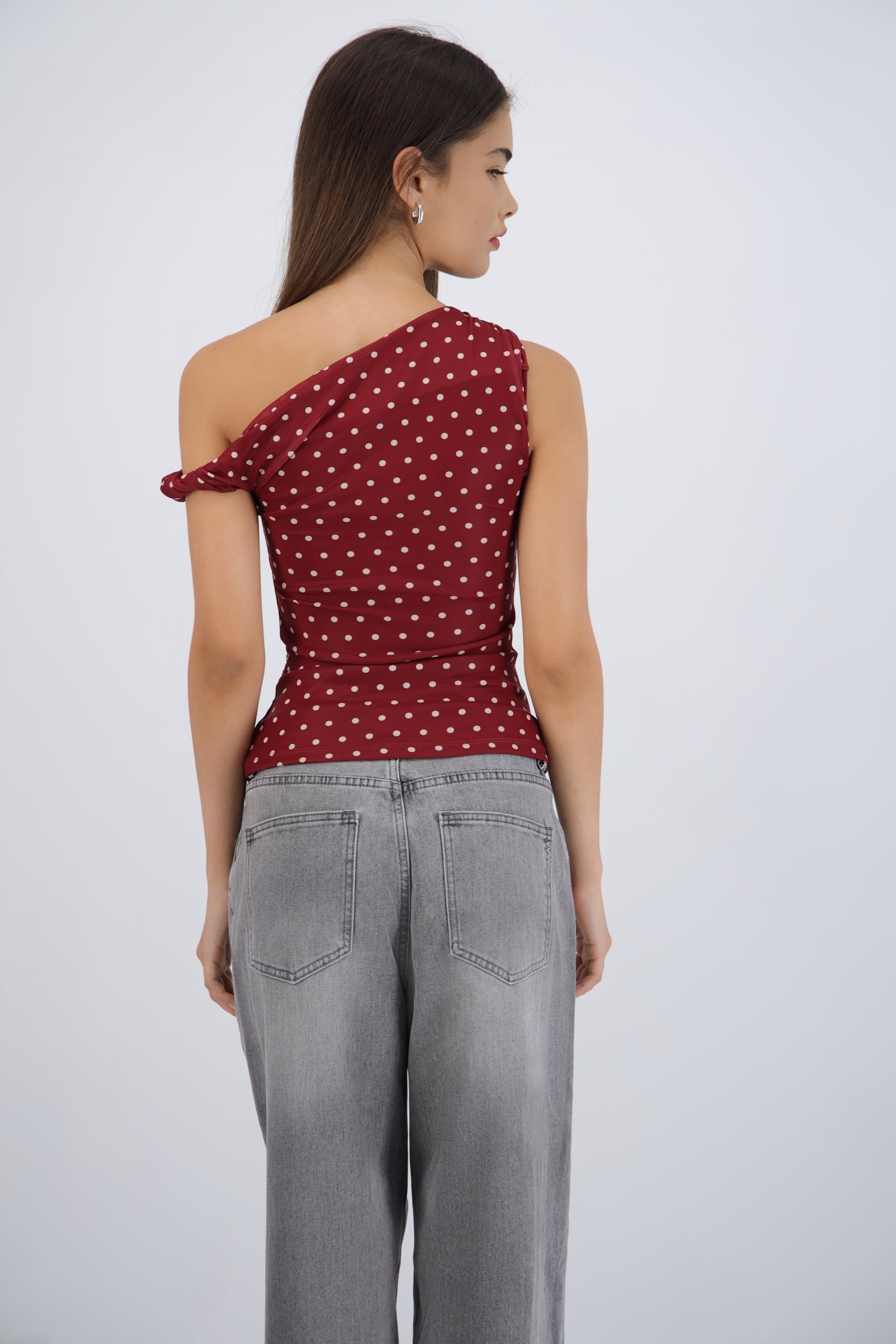 Top detalle tirante polka dots