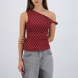 Top detalle tirante polka dots