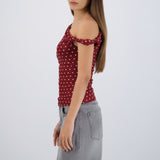 Top detalle tirante polka dots