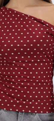 Top detalle tirante polka dots