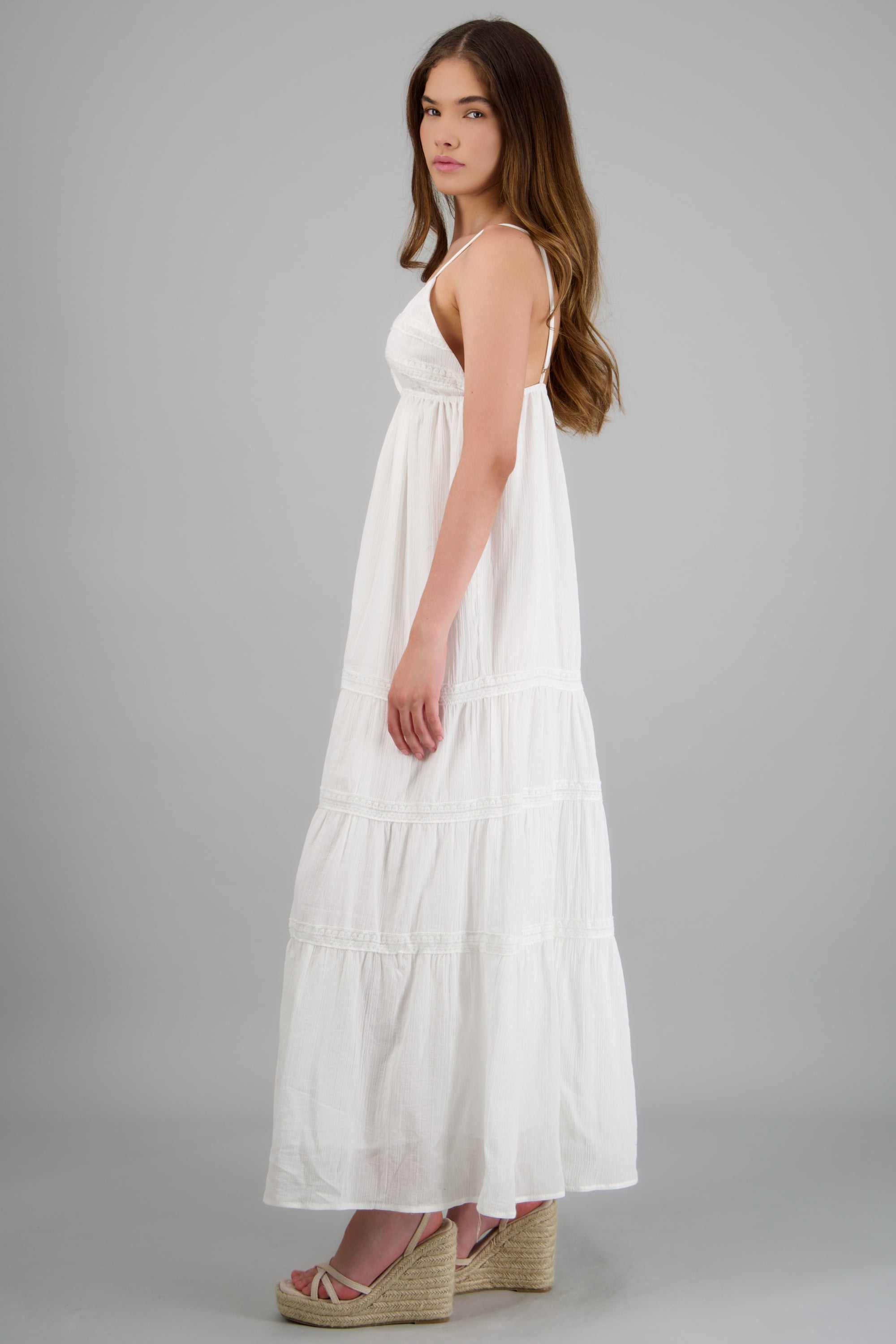 Vestido maxi tirantes bloques BLANCO