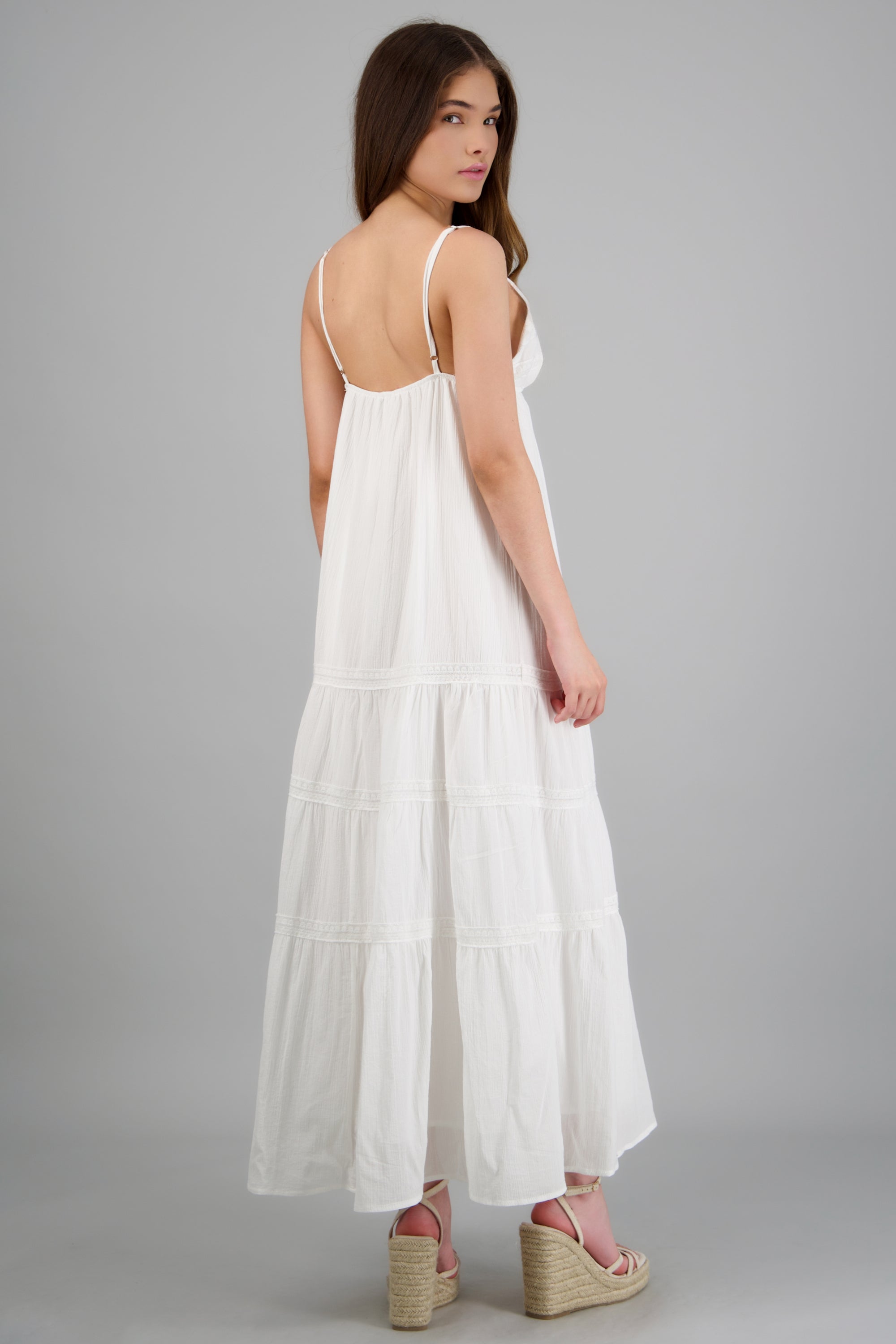 Vestido maxi tirantes bloques BLANCO