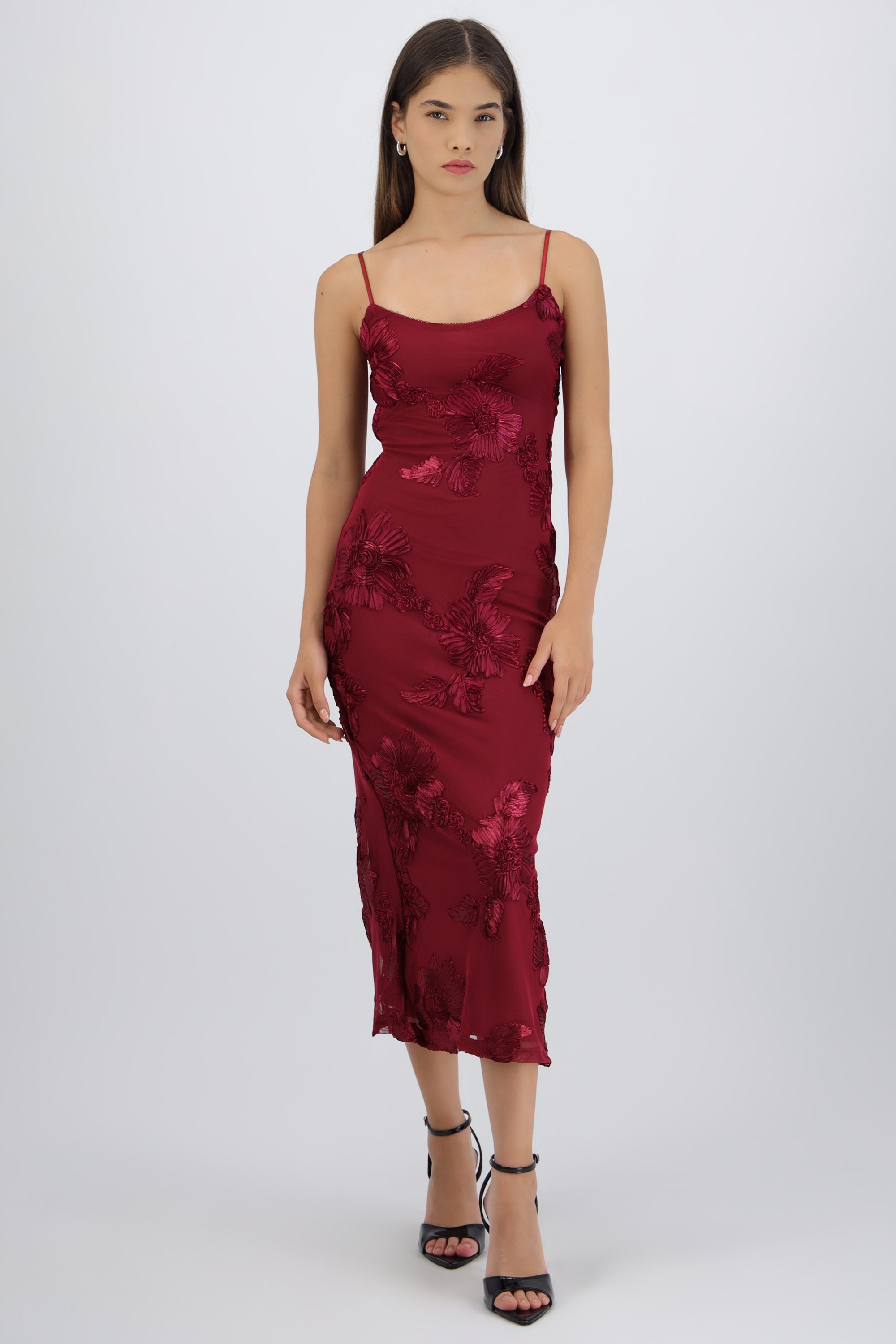 Vestido tirantes flores 3d