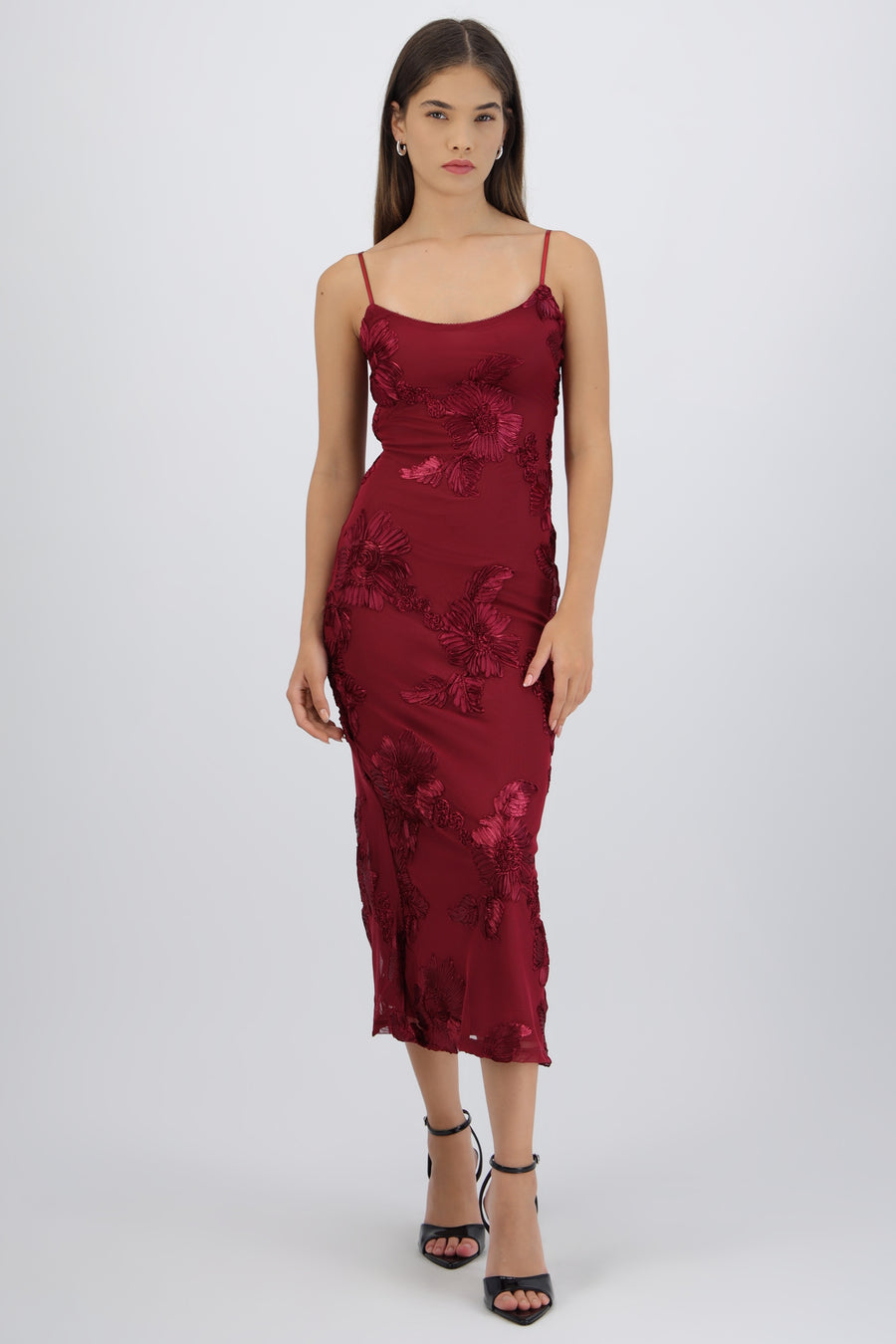 Vestido tirantes flores 3d
