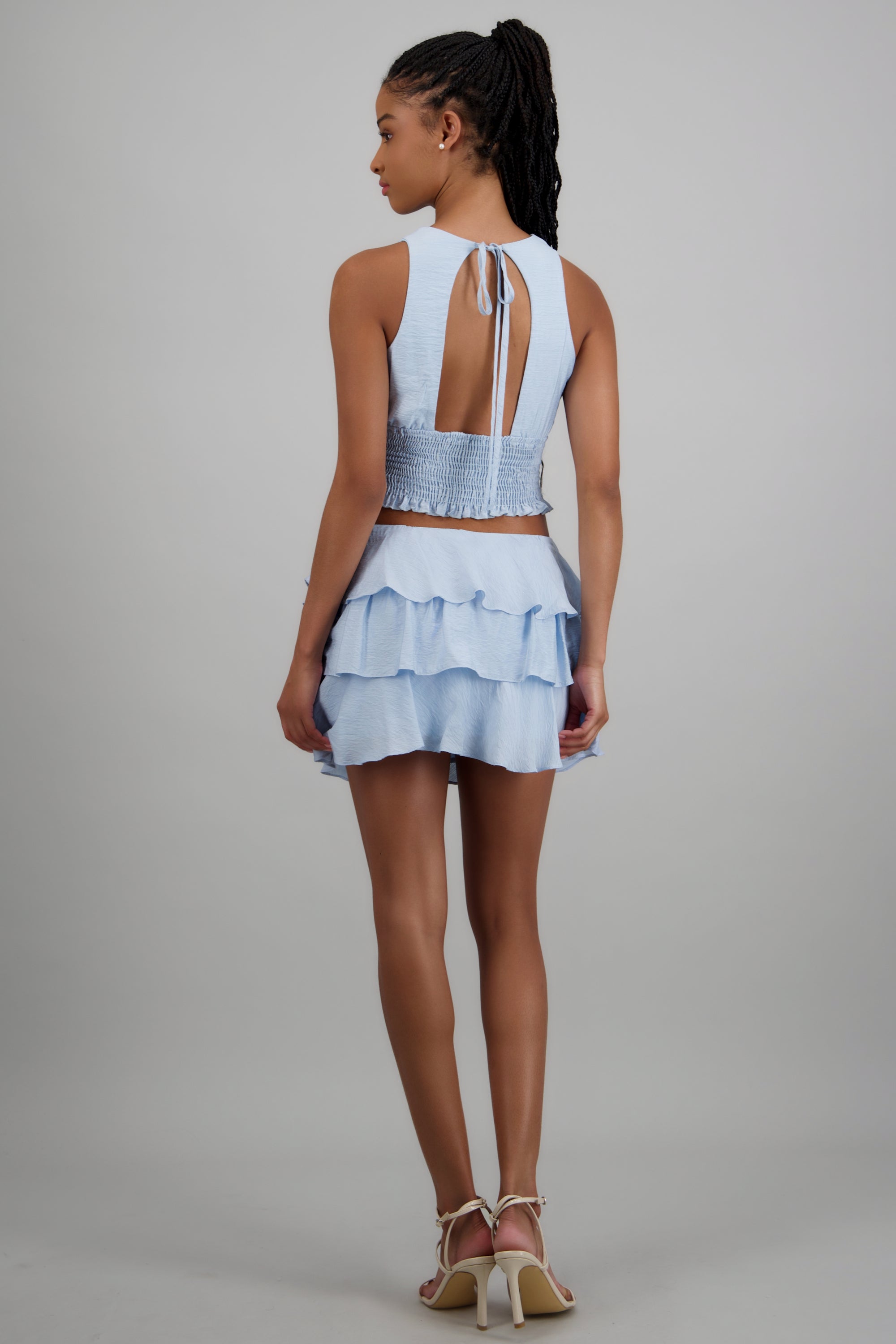 Falda mini olanes AZUL PASTEL