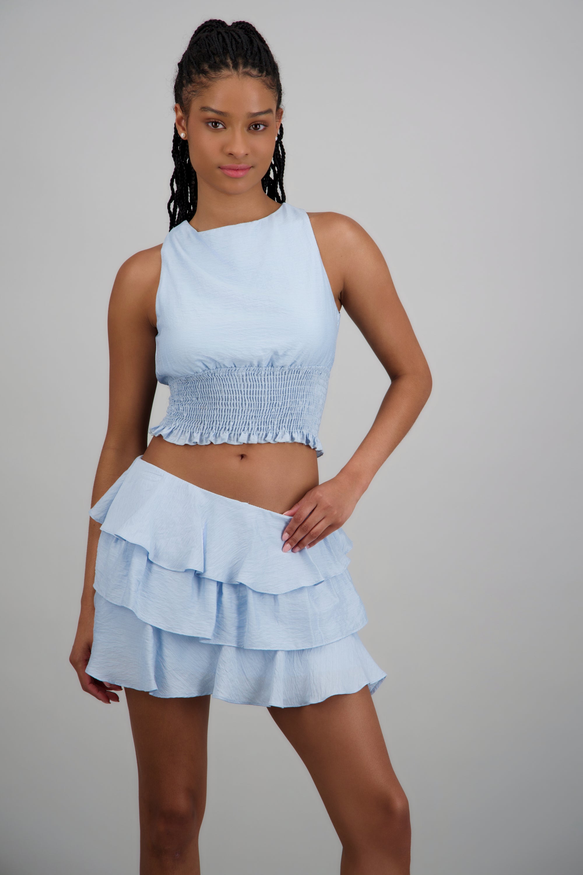 Top resorte cintura liso AZUL PASTEL