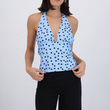 Top halter polka dots detalle brillos