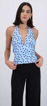 Top halter polka dots detalle brillos