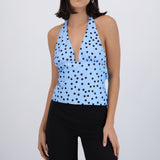 Top halter polka dots detalle brillos