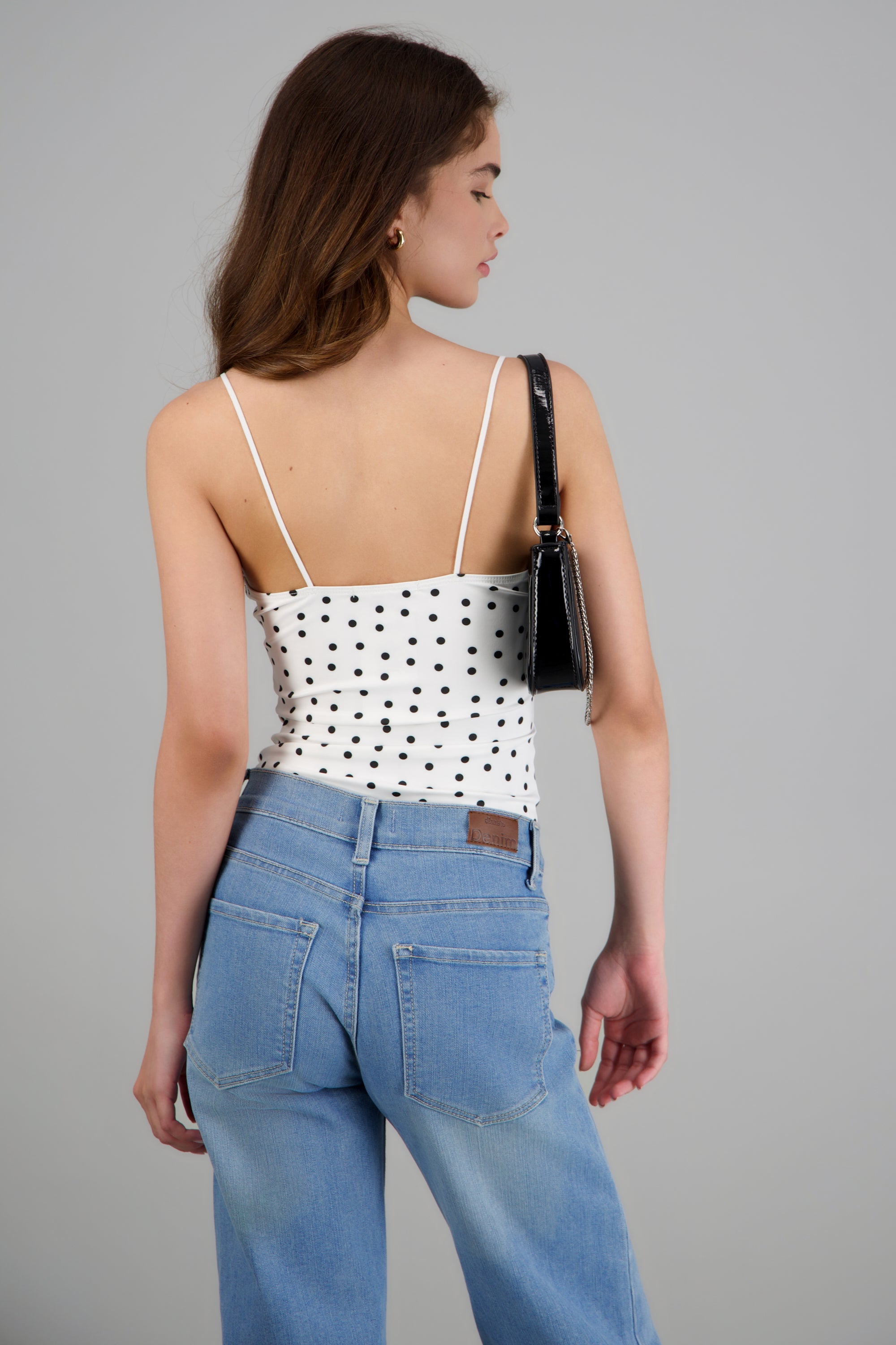 Bodysuit escote V detalle encaje polkas BLANCO COMBO