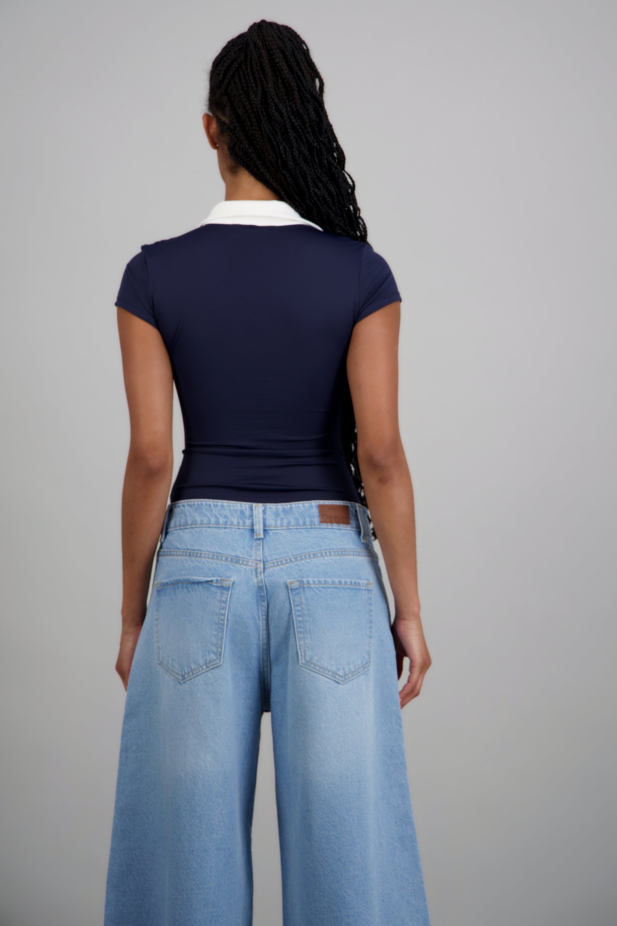 Bodysuit cuello polo contraste AZUL MARINO COMBO
