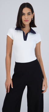 Bodysuit cuello polo contraste