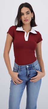 Bodysuit cuello polo contraste