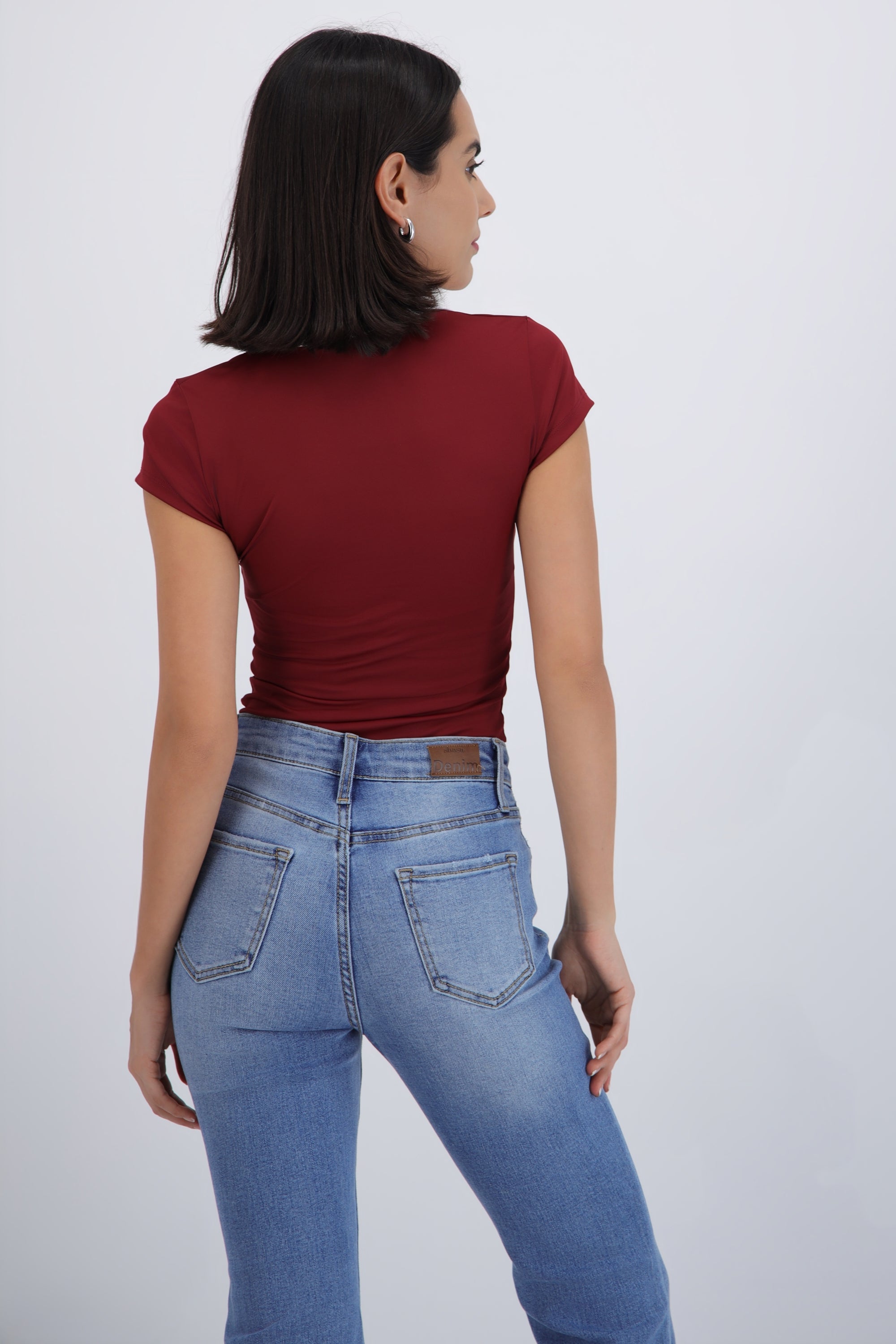 Bodysuit cuello polo contraste VINO COMBO