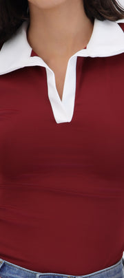 Bodysuit cuello polo contraste