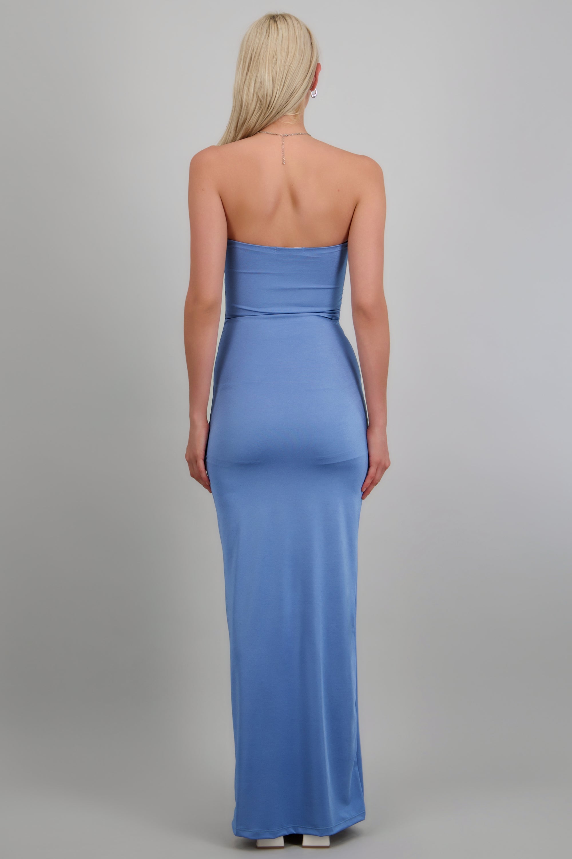 Vestido drapeado satinado AZUL CIELO