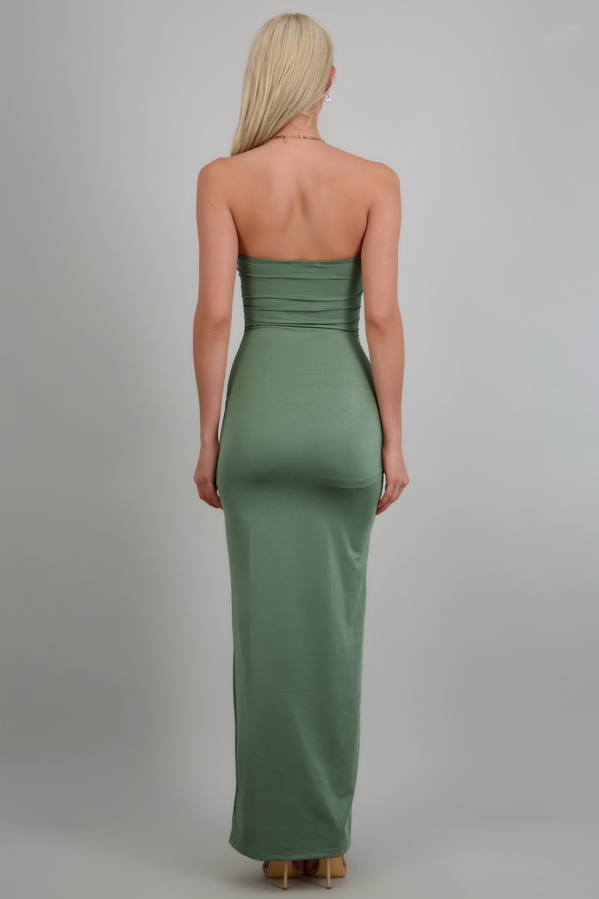 Vestido drapeado satinado OLIVO