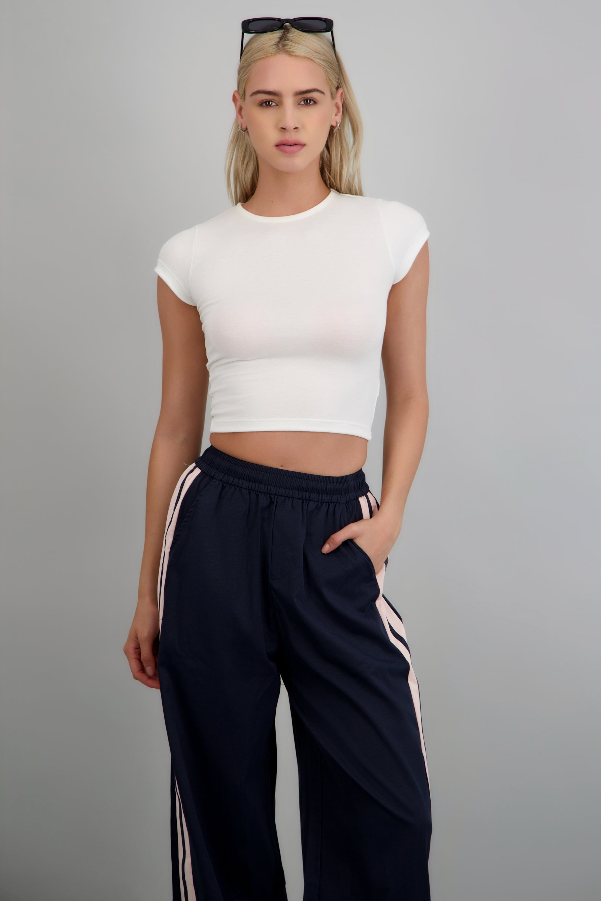 Top escote redondo rib suave BLANCO