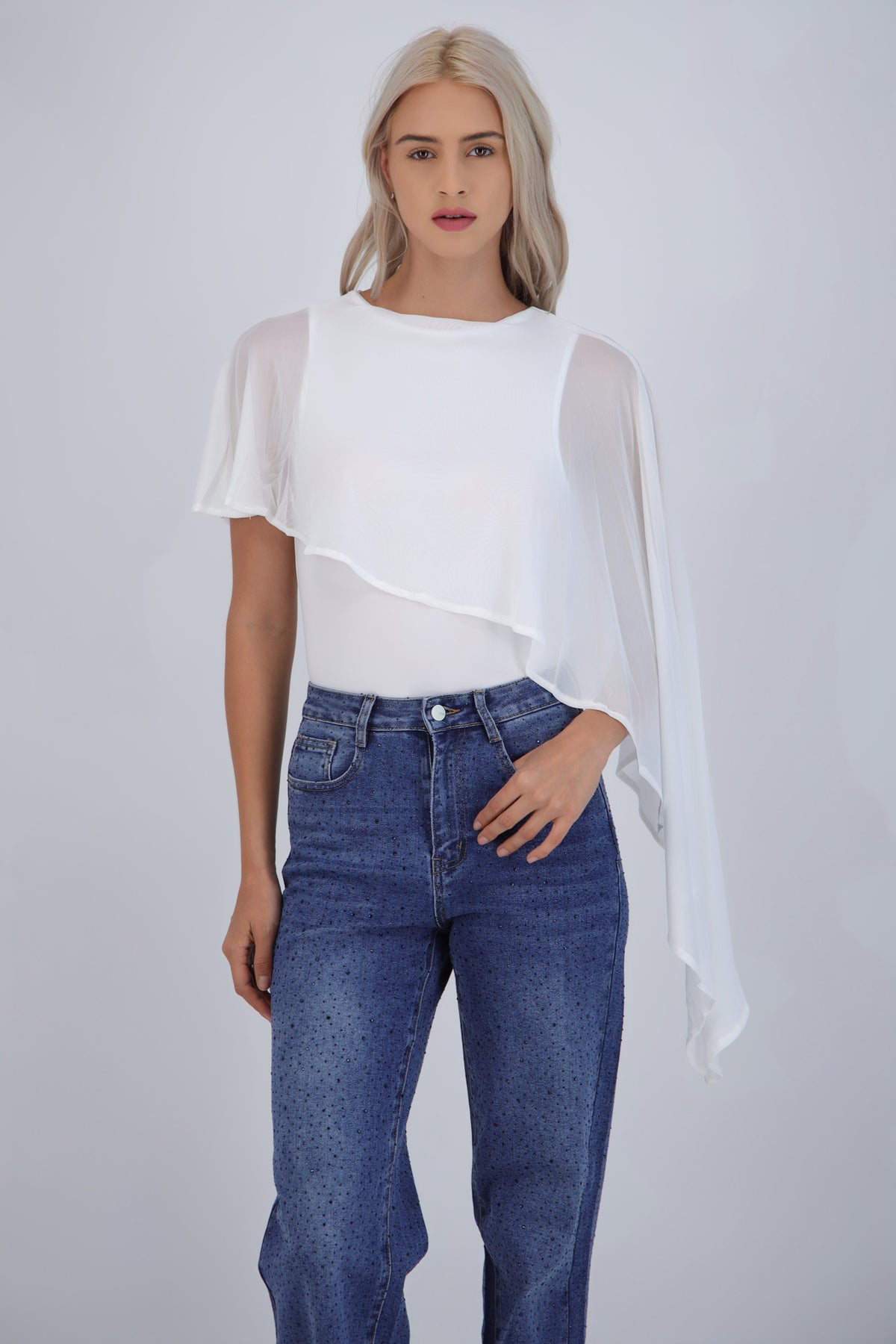 Bodysuit liso con capa HUESO