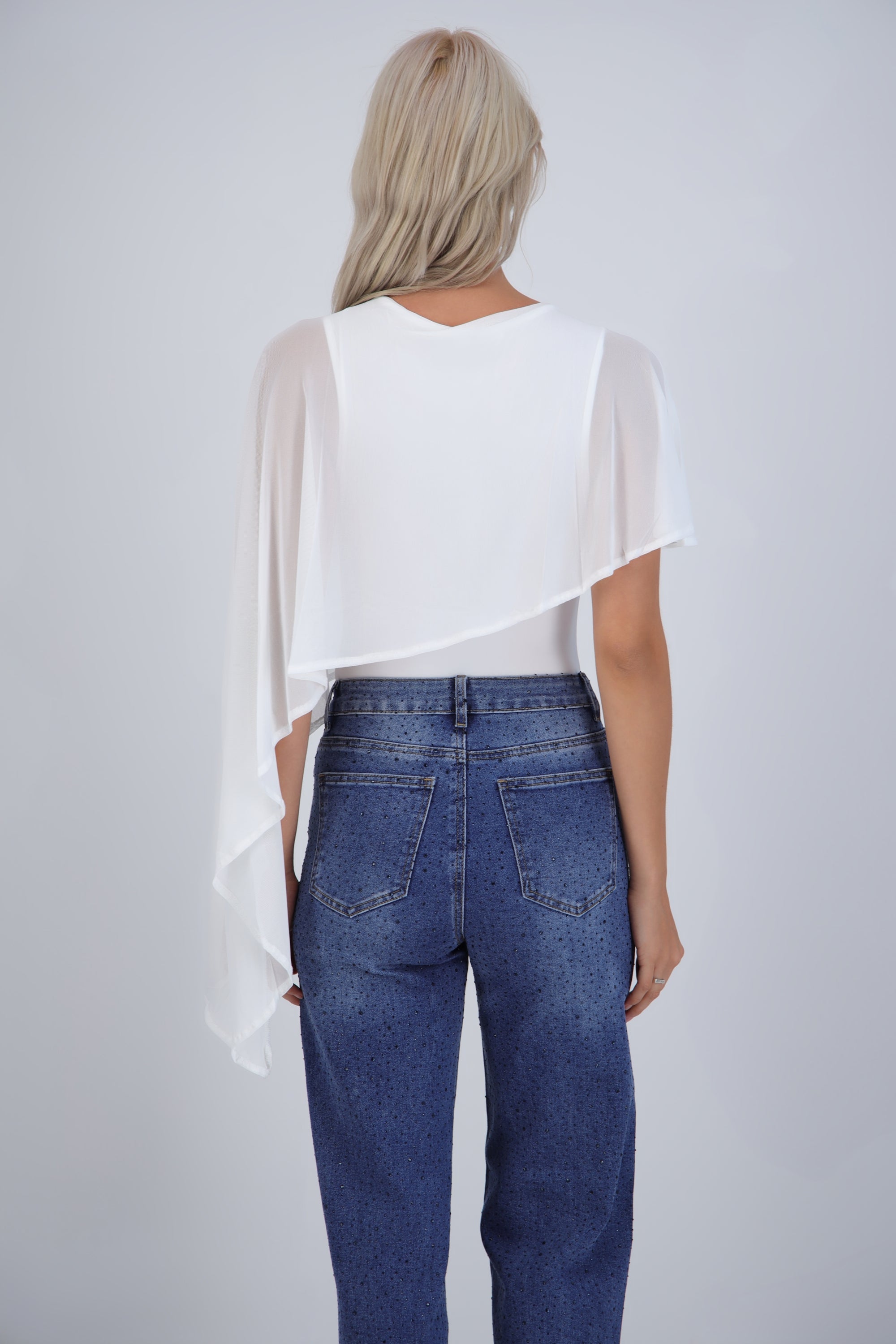 Bodysuit liso con capa HUESO