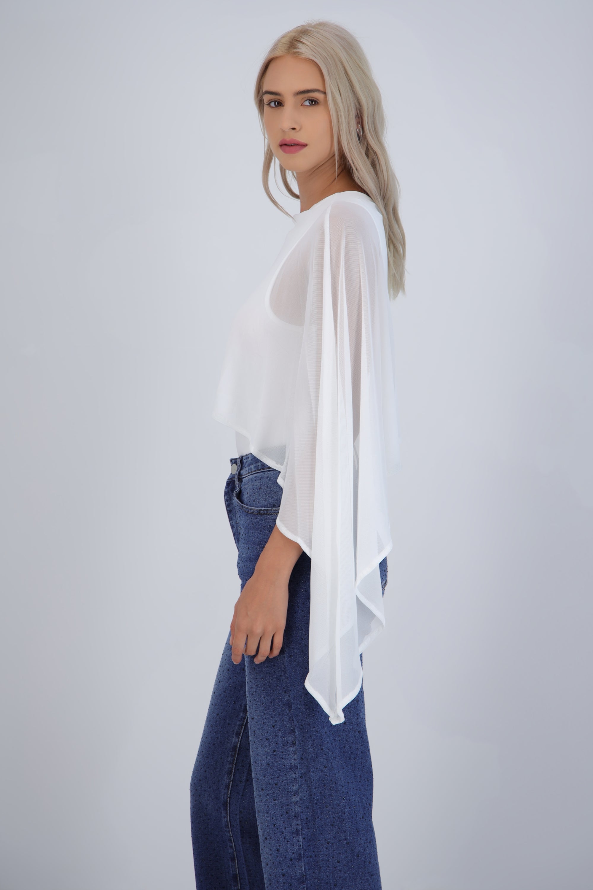 Bodysuit liso con capa HUESO