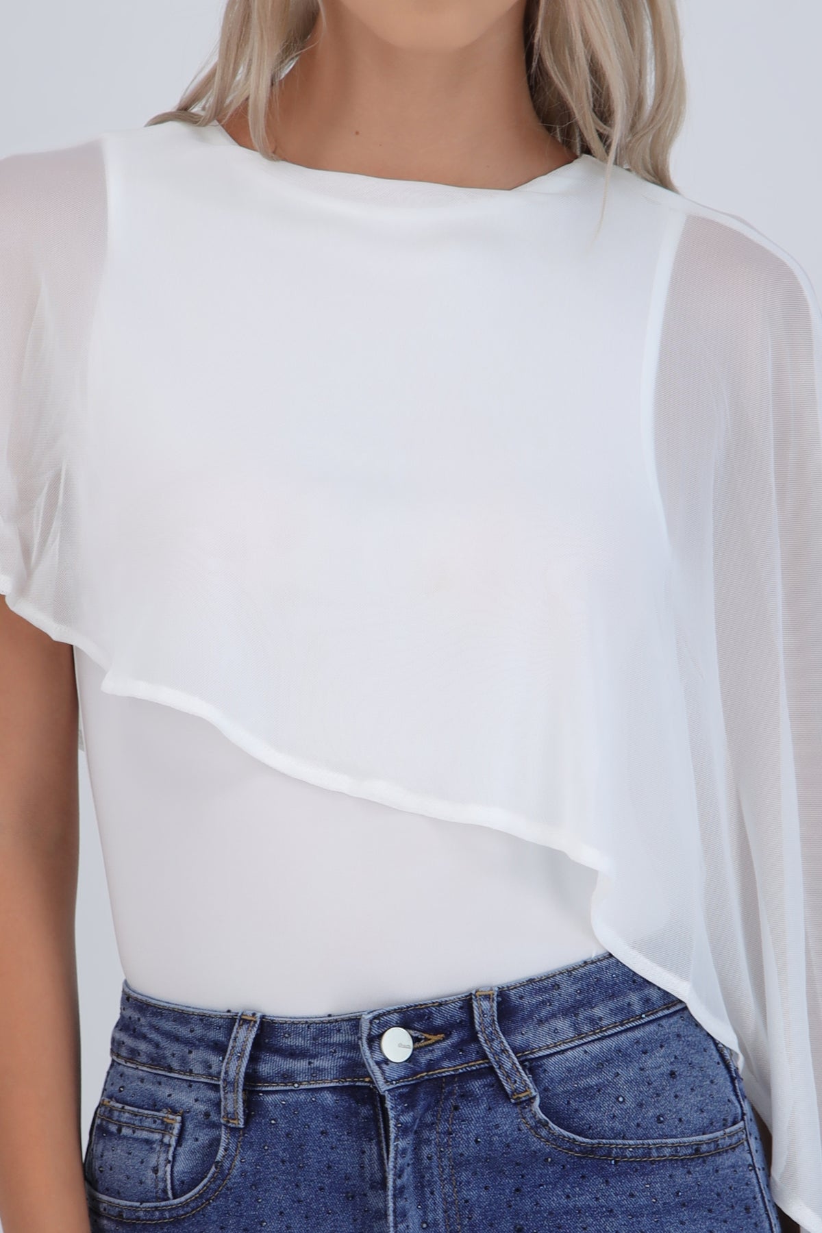 Bodysuit liso con capa HUESO