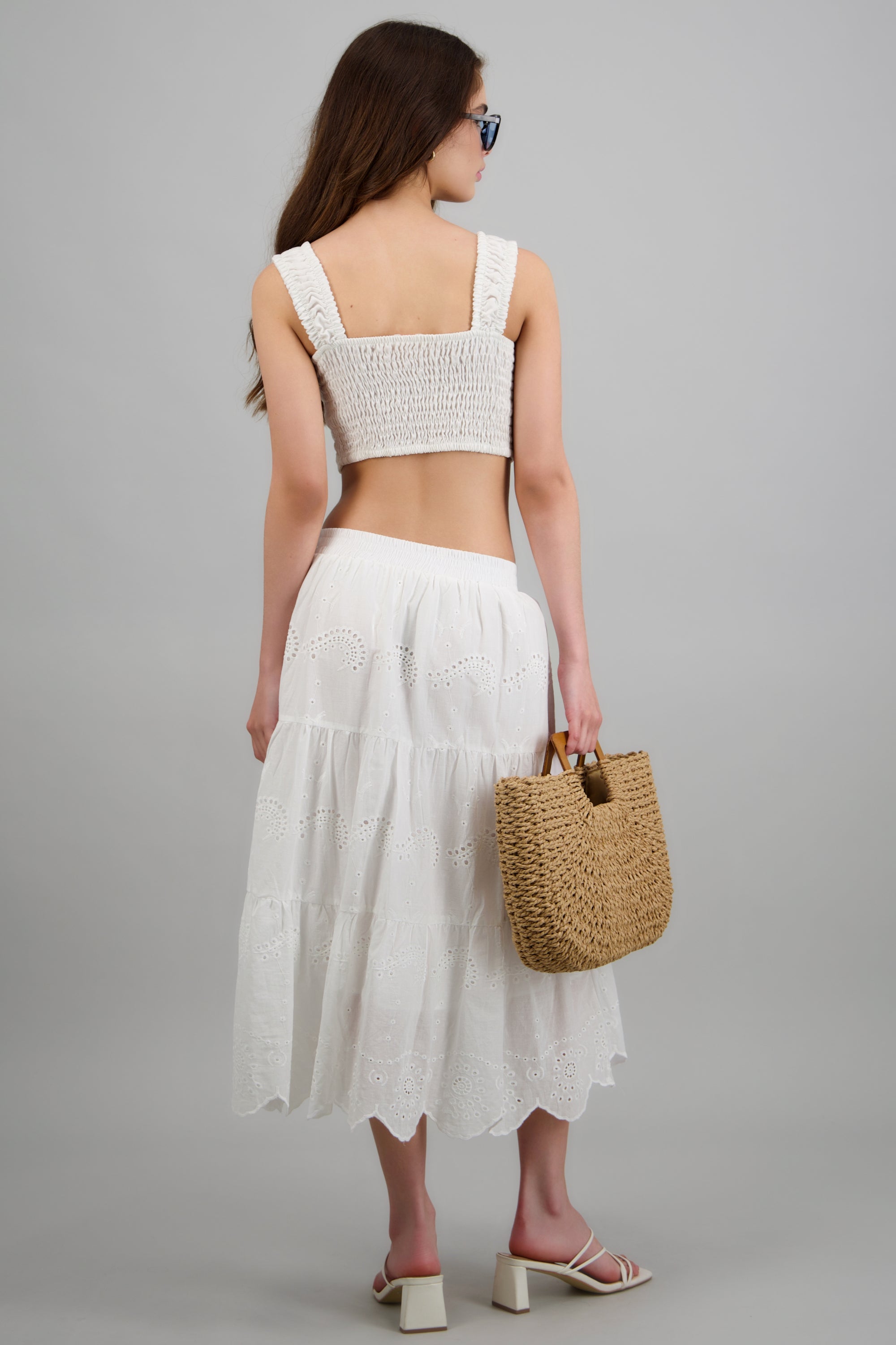 Falda maxi eyelet BLANCO