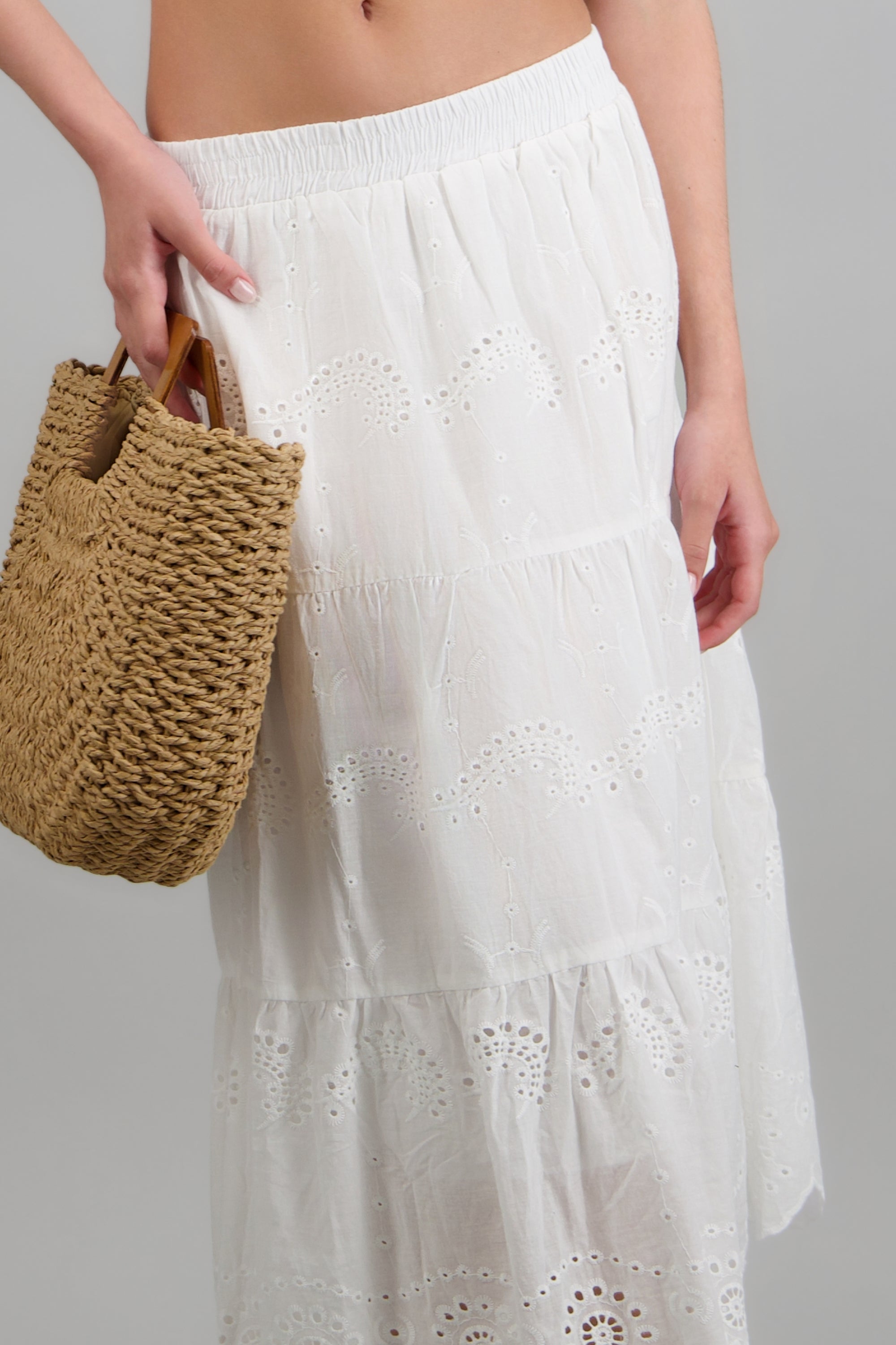 Falda maxi eyelet BLANCO