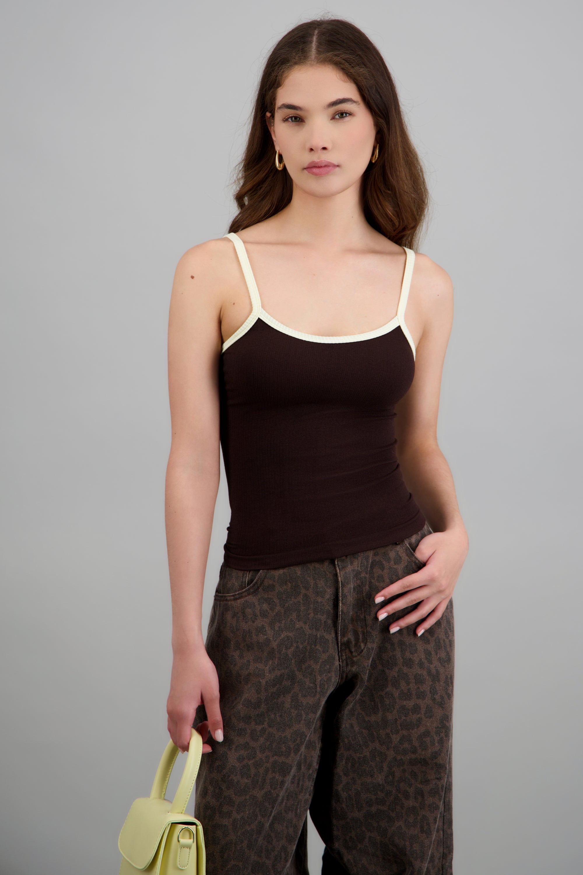 Top seamless tirantes contraste CHOCOLATE