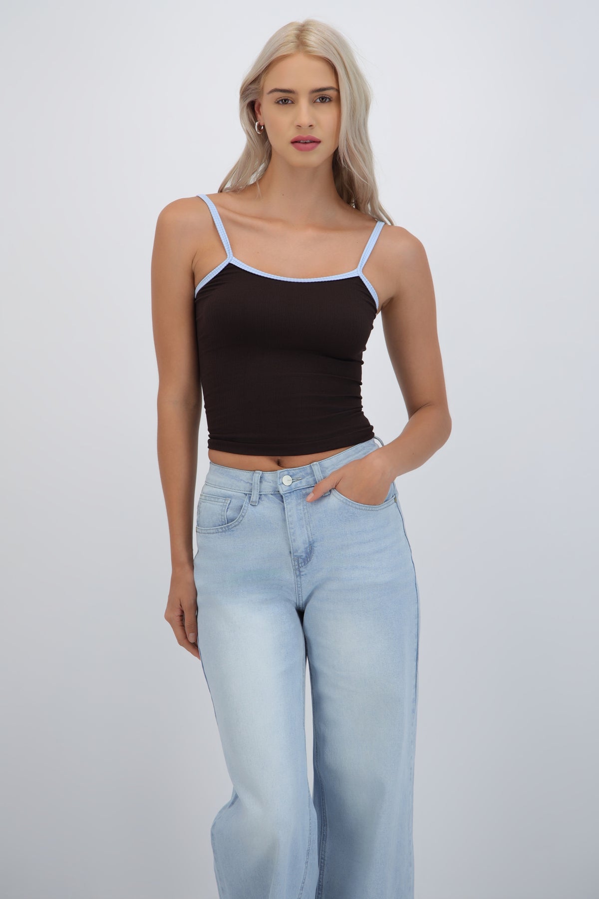 Top seamless tirantes contraste CAFE COMBO