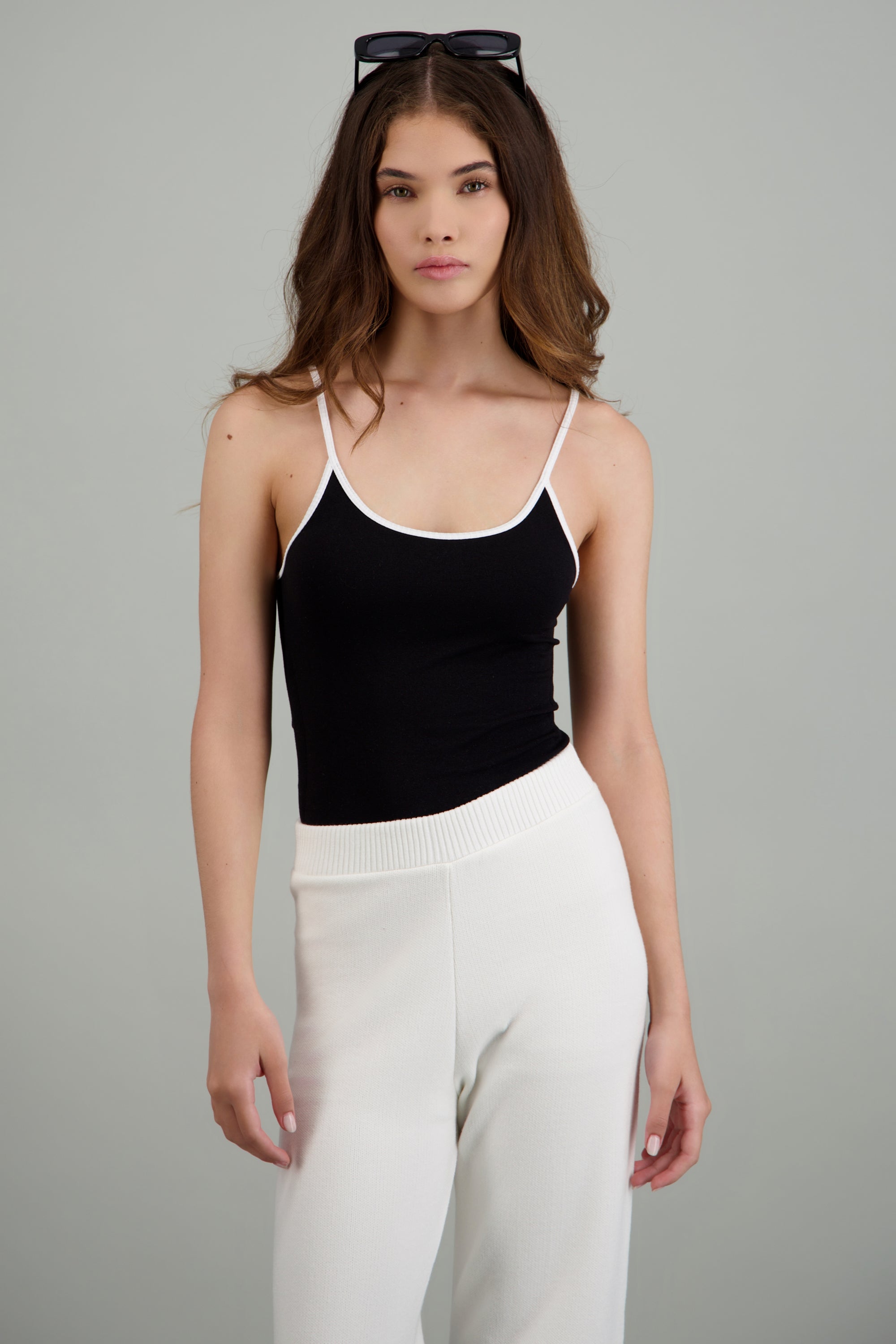 Bodysuit seamless tirantes contraste NEGRO