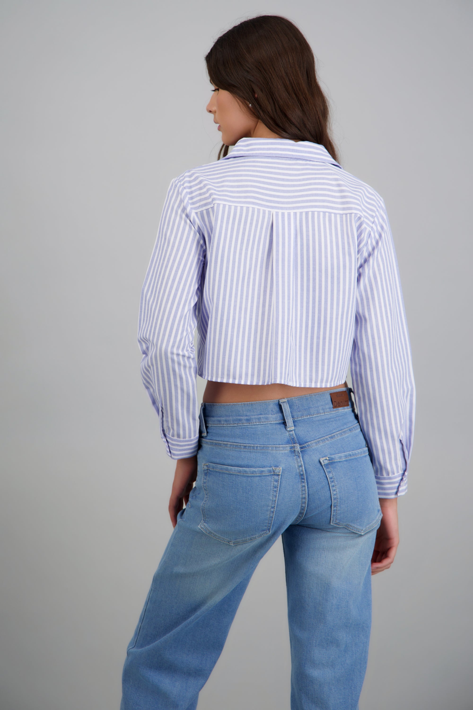 Camisa corta rayada AZUL