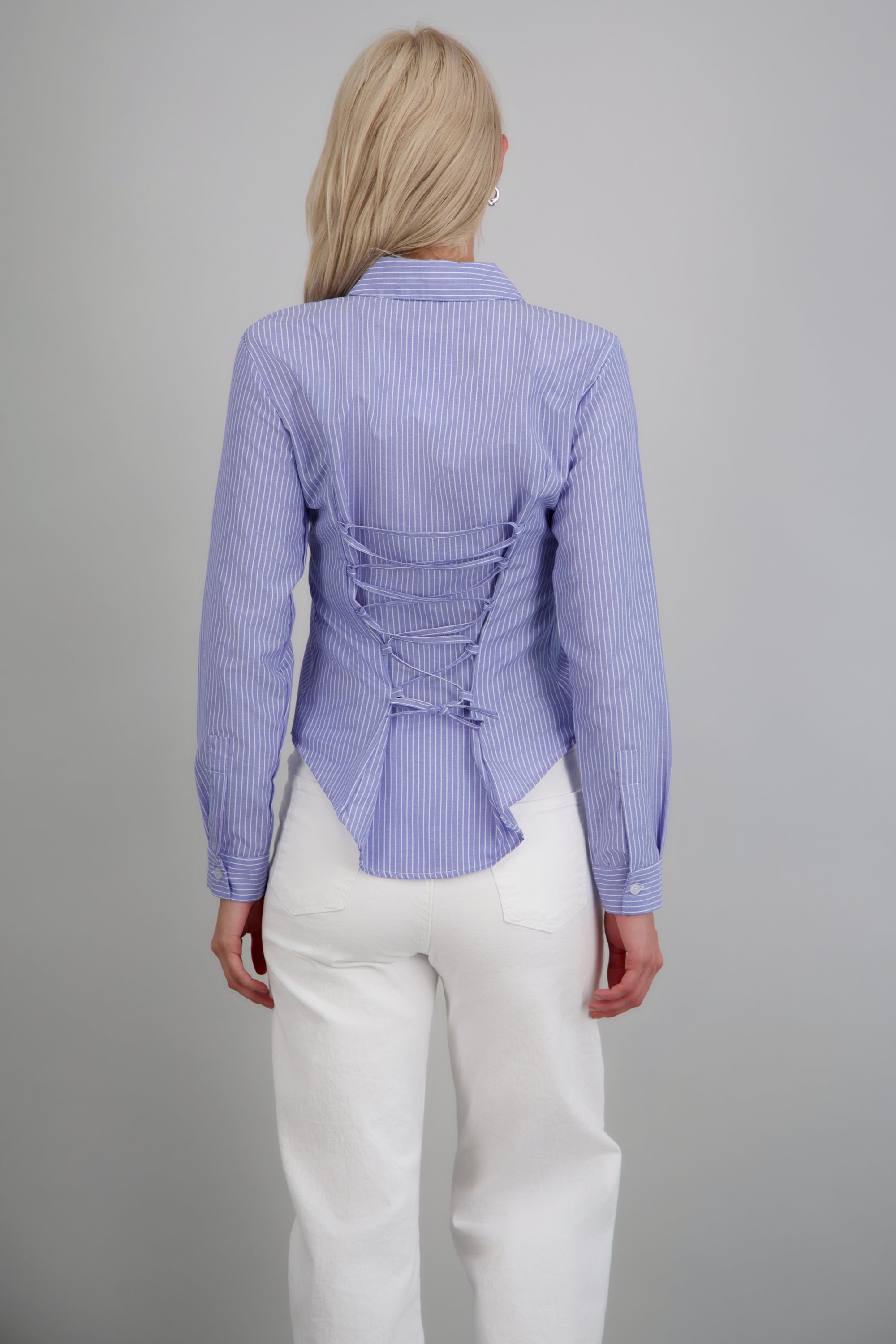 Camisa rayas detalle straps espalda AZUL