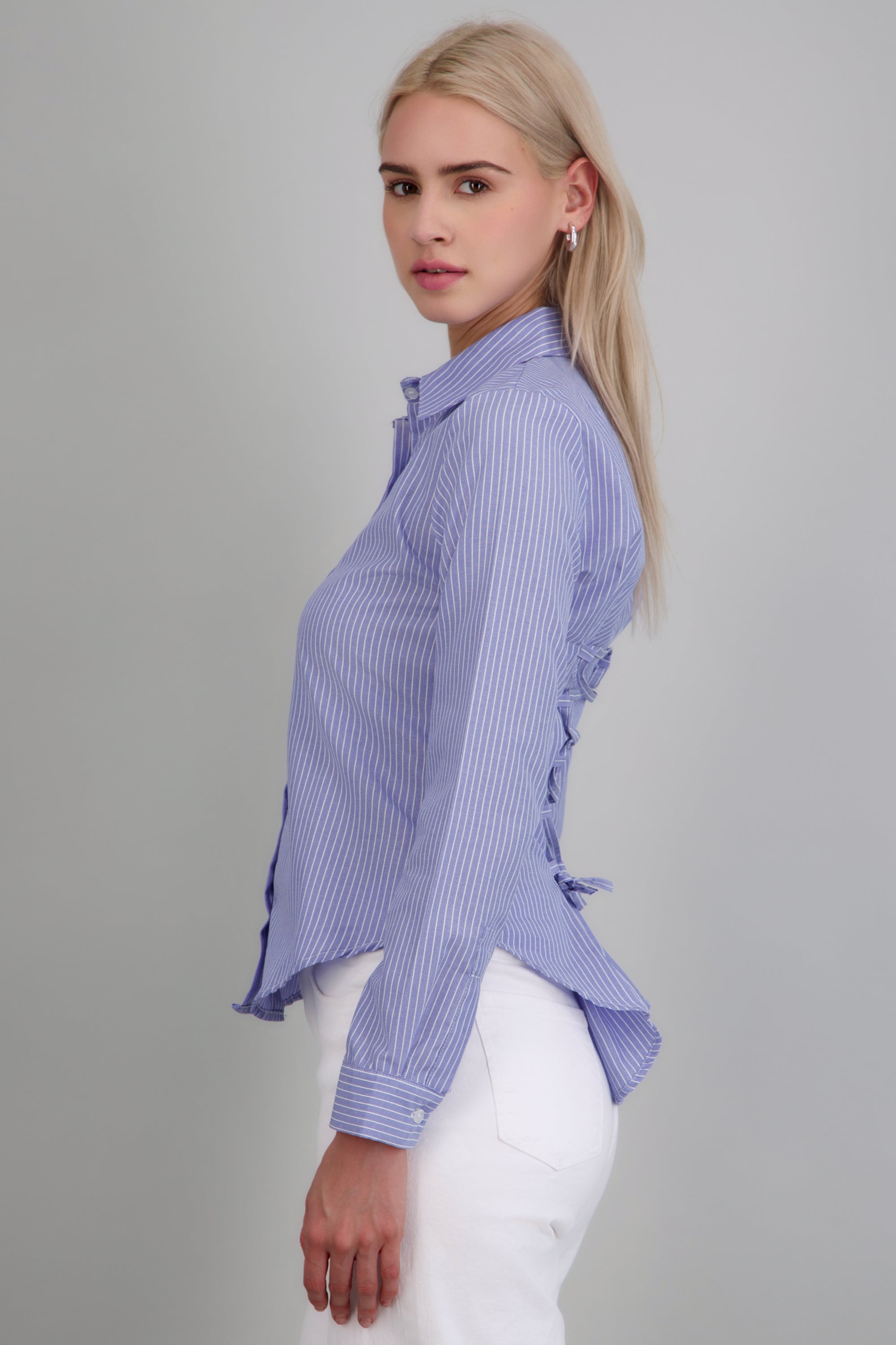 Camisa rayas detalle straps espalda AZUL