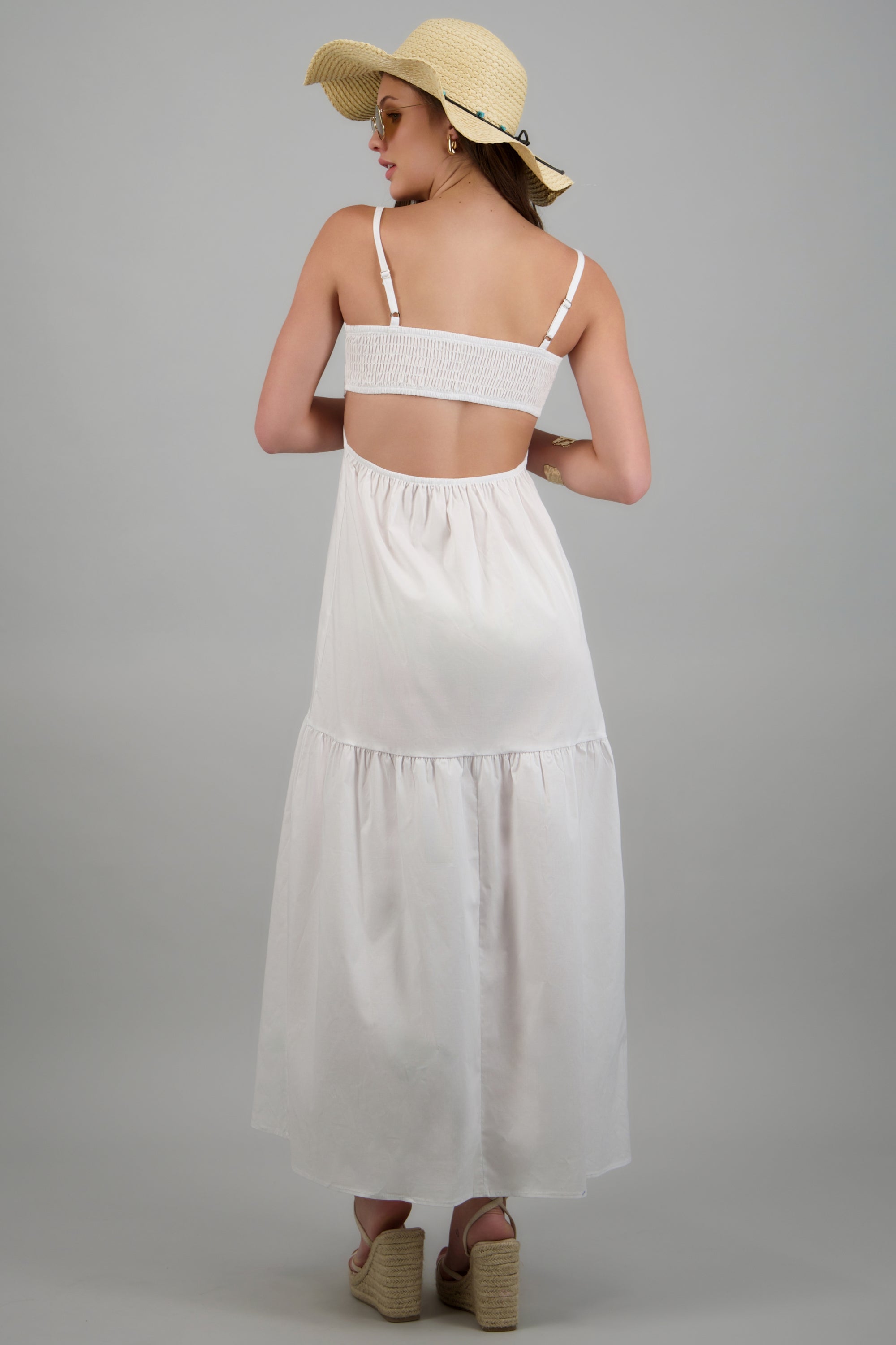 Vestido maxi tirantes detalle abertura y herraje BLANCO