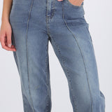 Jeans wide leg dobladillo costruras