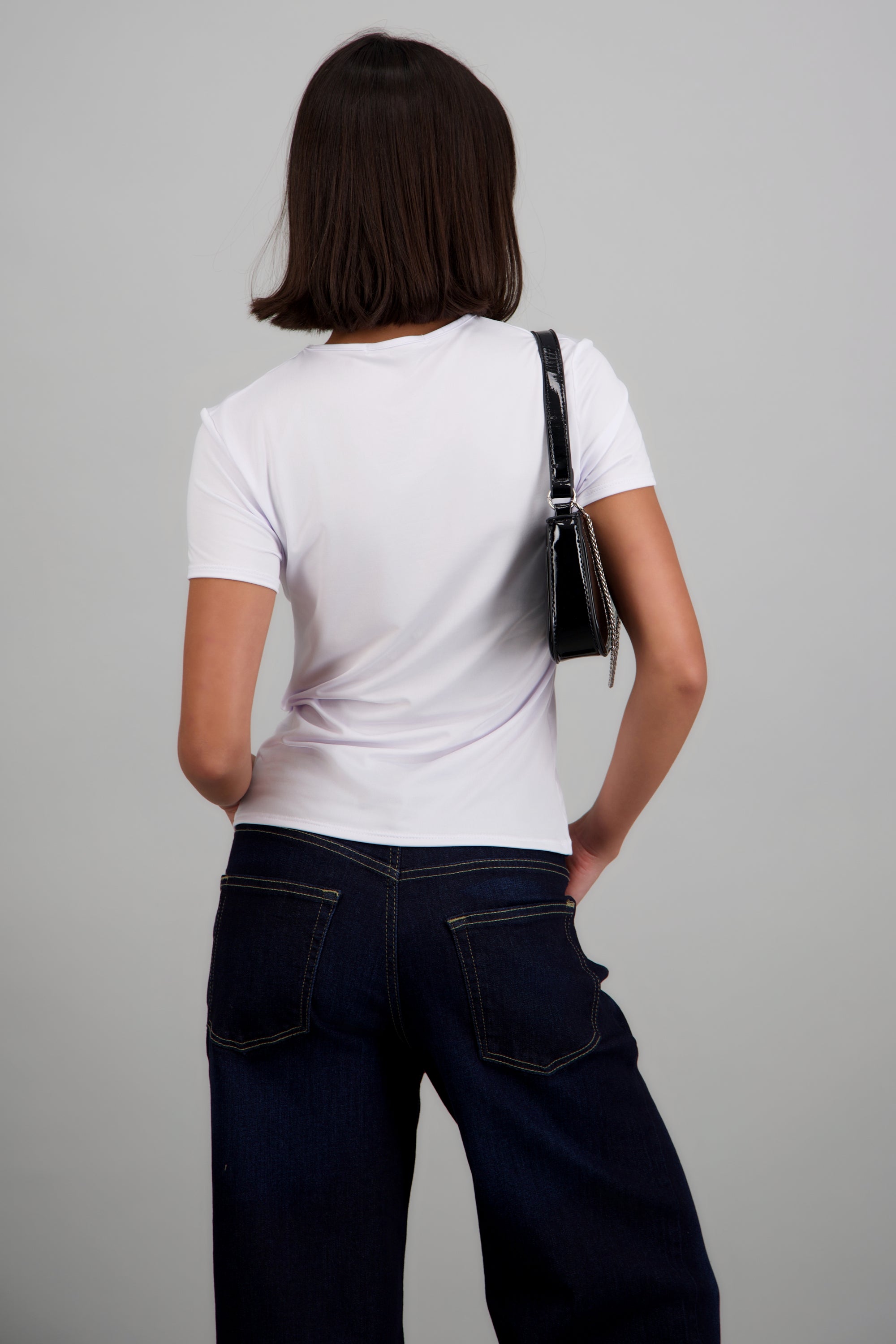 Playera cuello redondo lisa BLANCO
