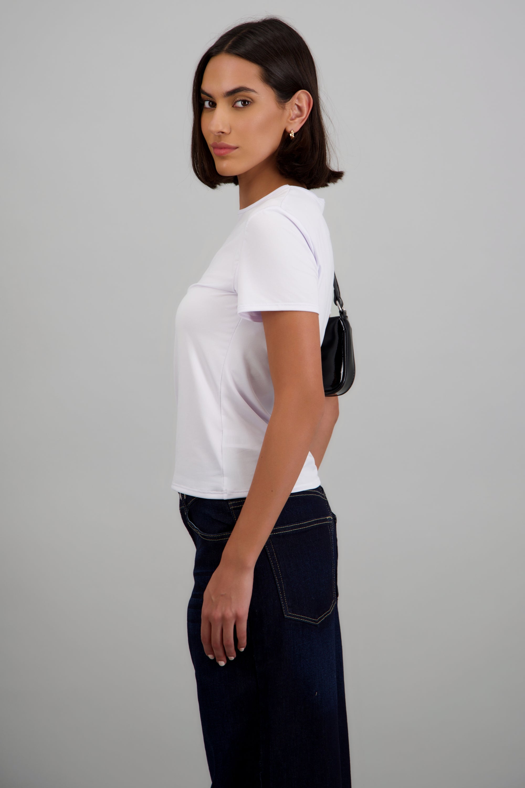 Playera cuello redondo lisa BLANCO