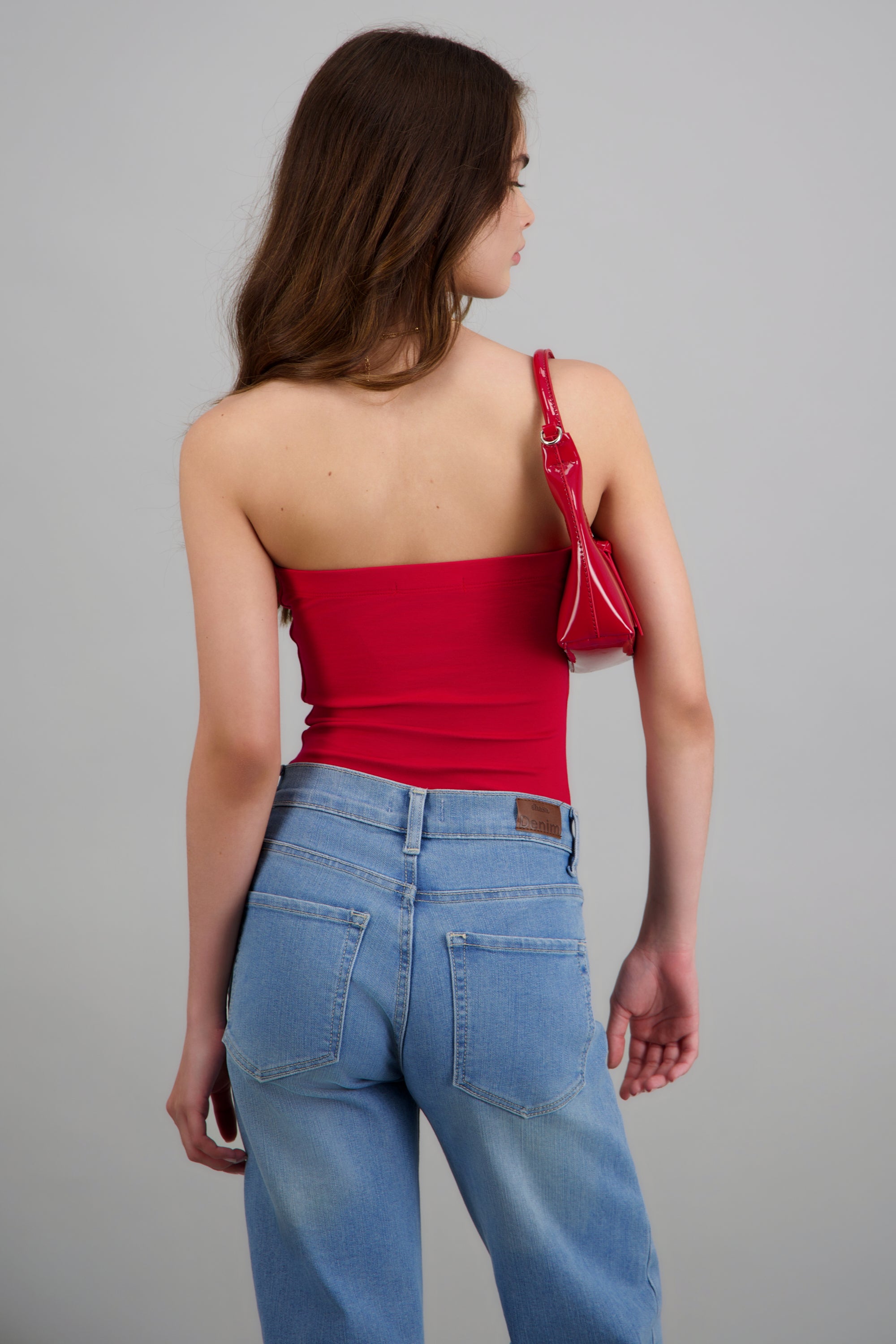 Bodysuit strapless detalle escote profundo ROJO