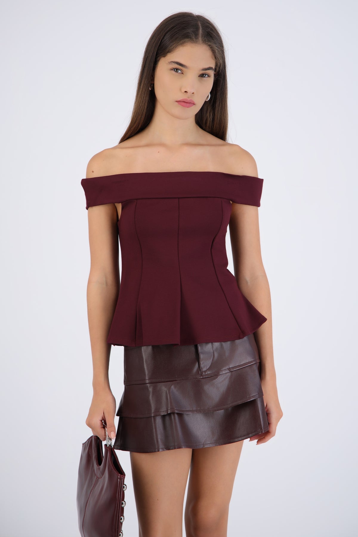 Top off shoulder peplum CIRUELA