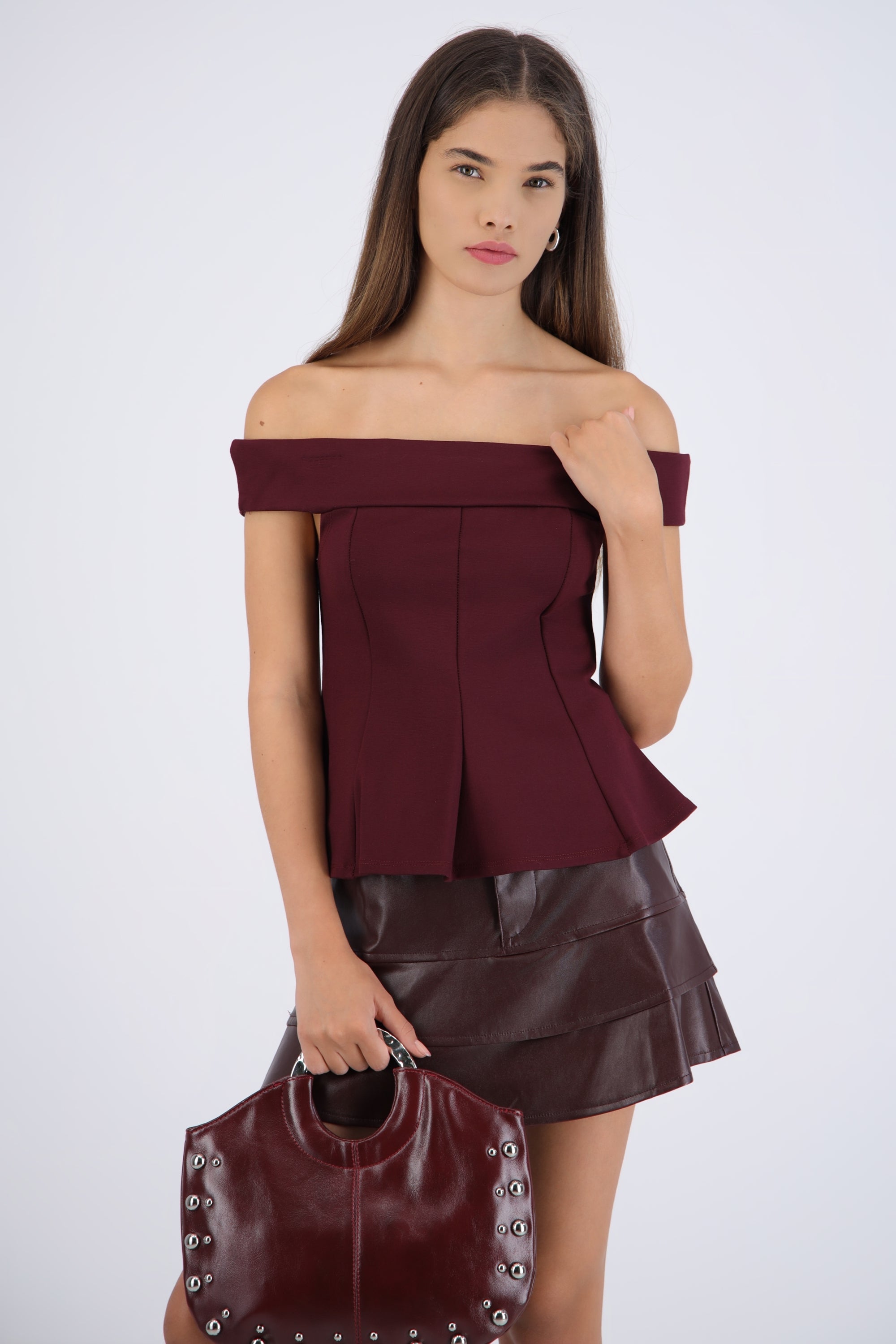 Top off shoulder peplum CIRUELA