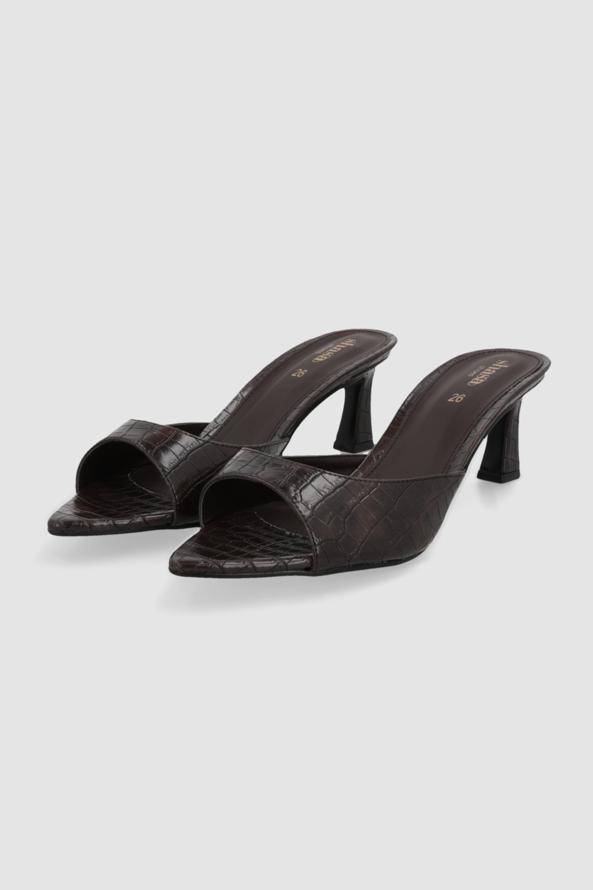 Tacon puntal kitten pep toe croco CHOCOLATE