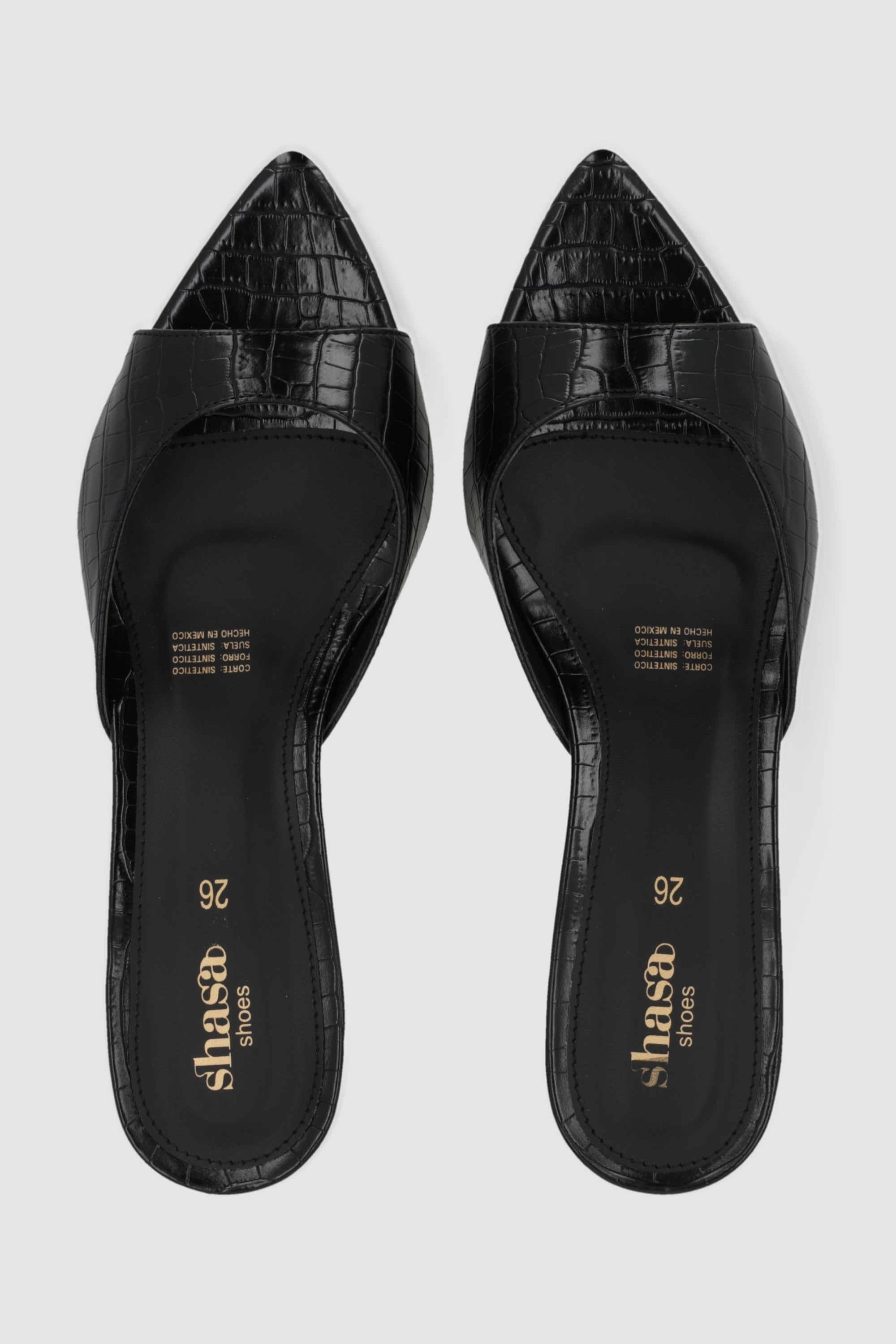 Tacon puntal kitten pep toe croco NEGRO