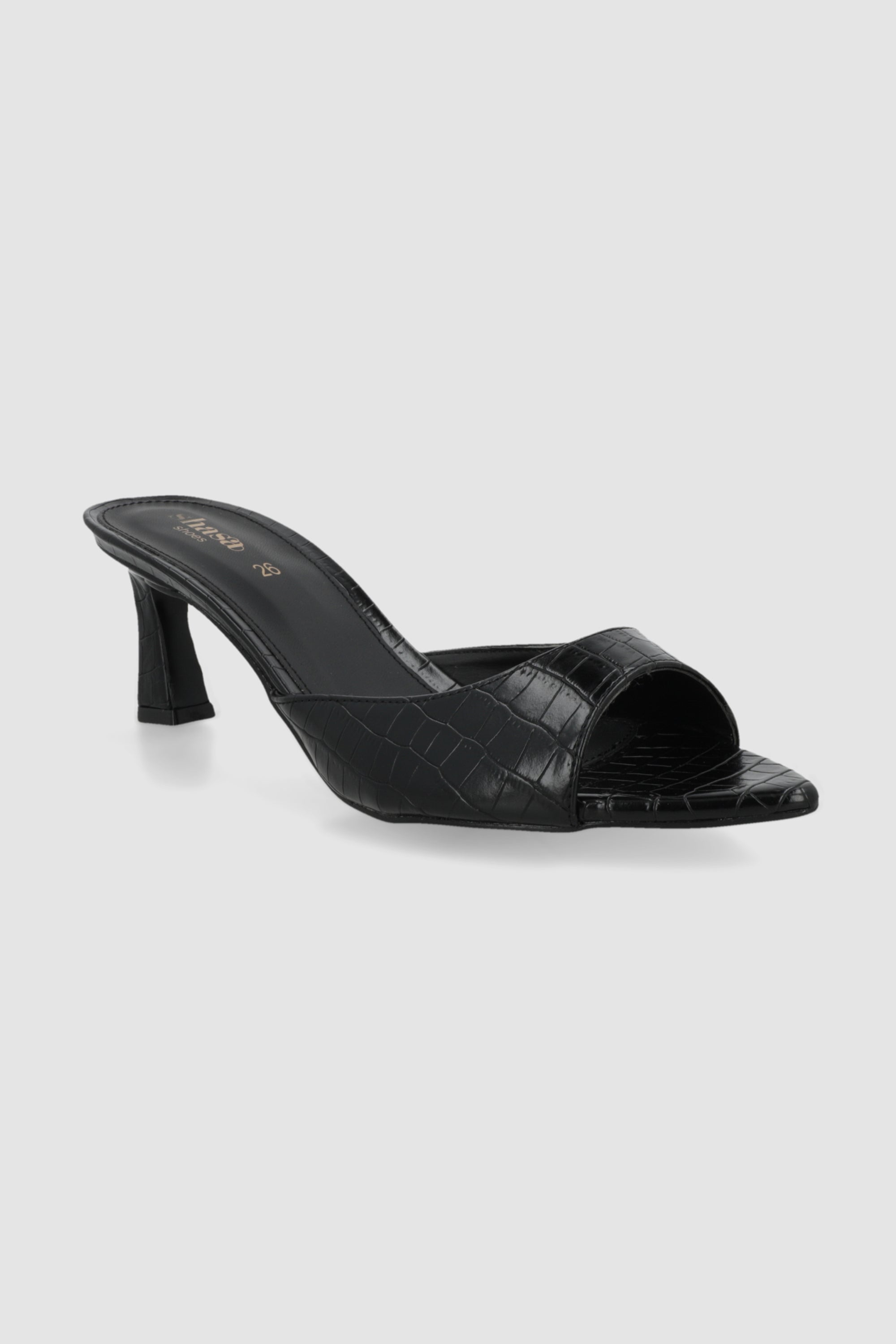 Tacon puntal kitten pep toe croco NEGRO