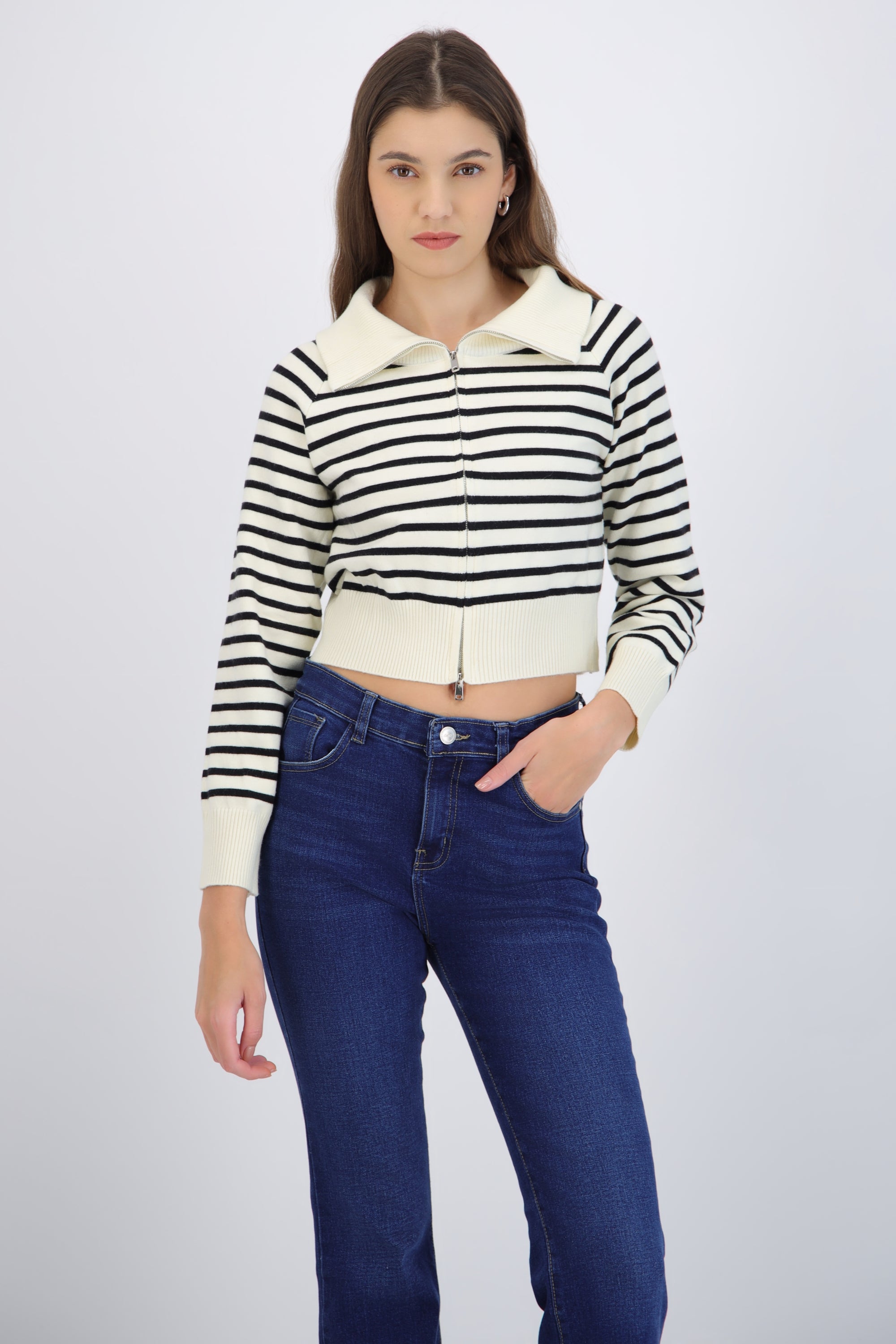 Cardigan rayas con cierre