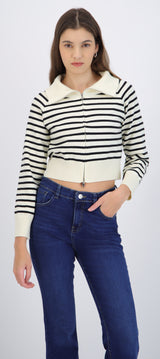 Cardigan rayas con cierre