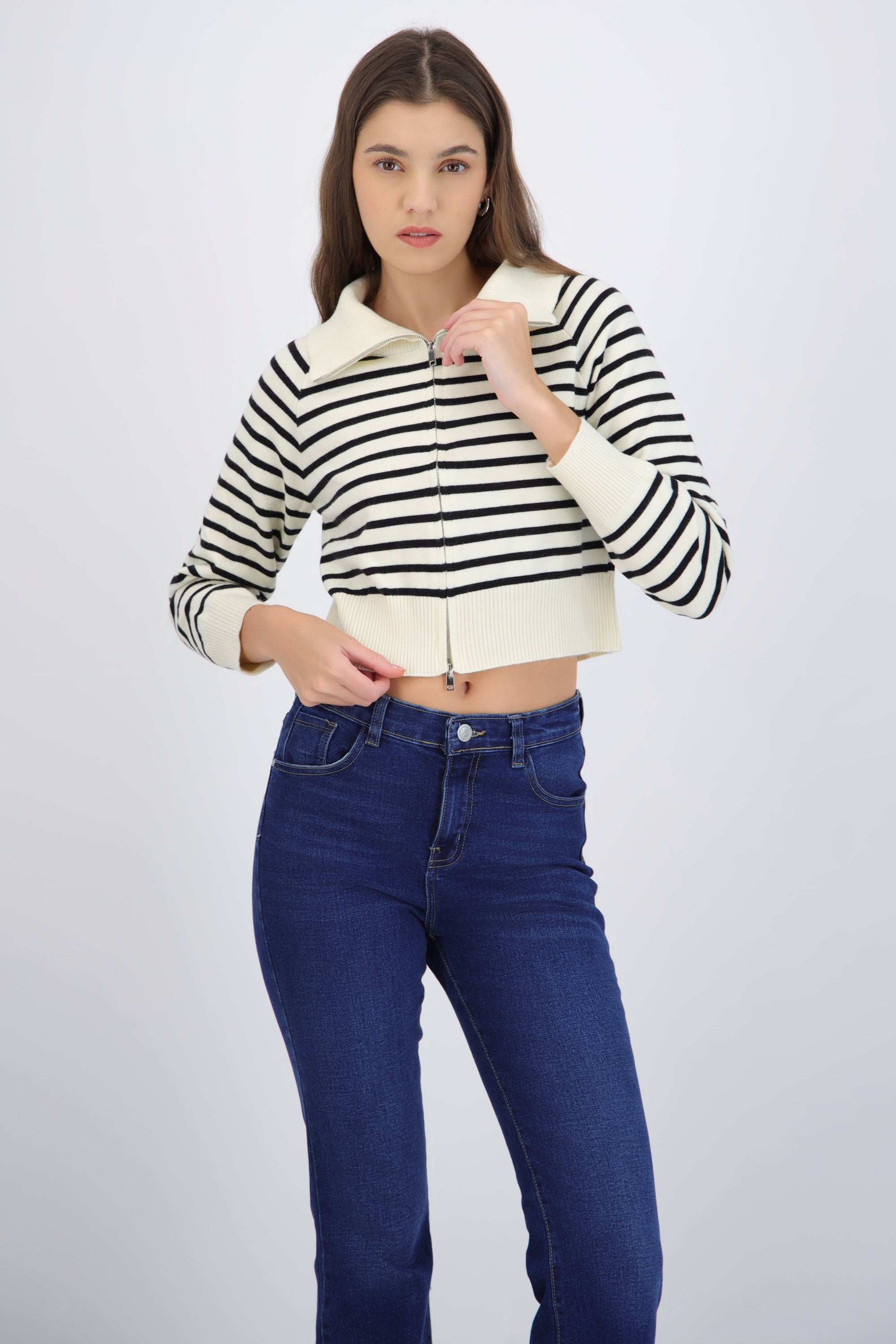 Cardigan rayas con cierre