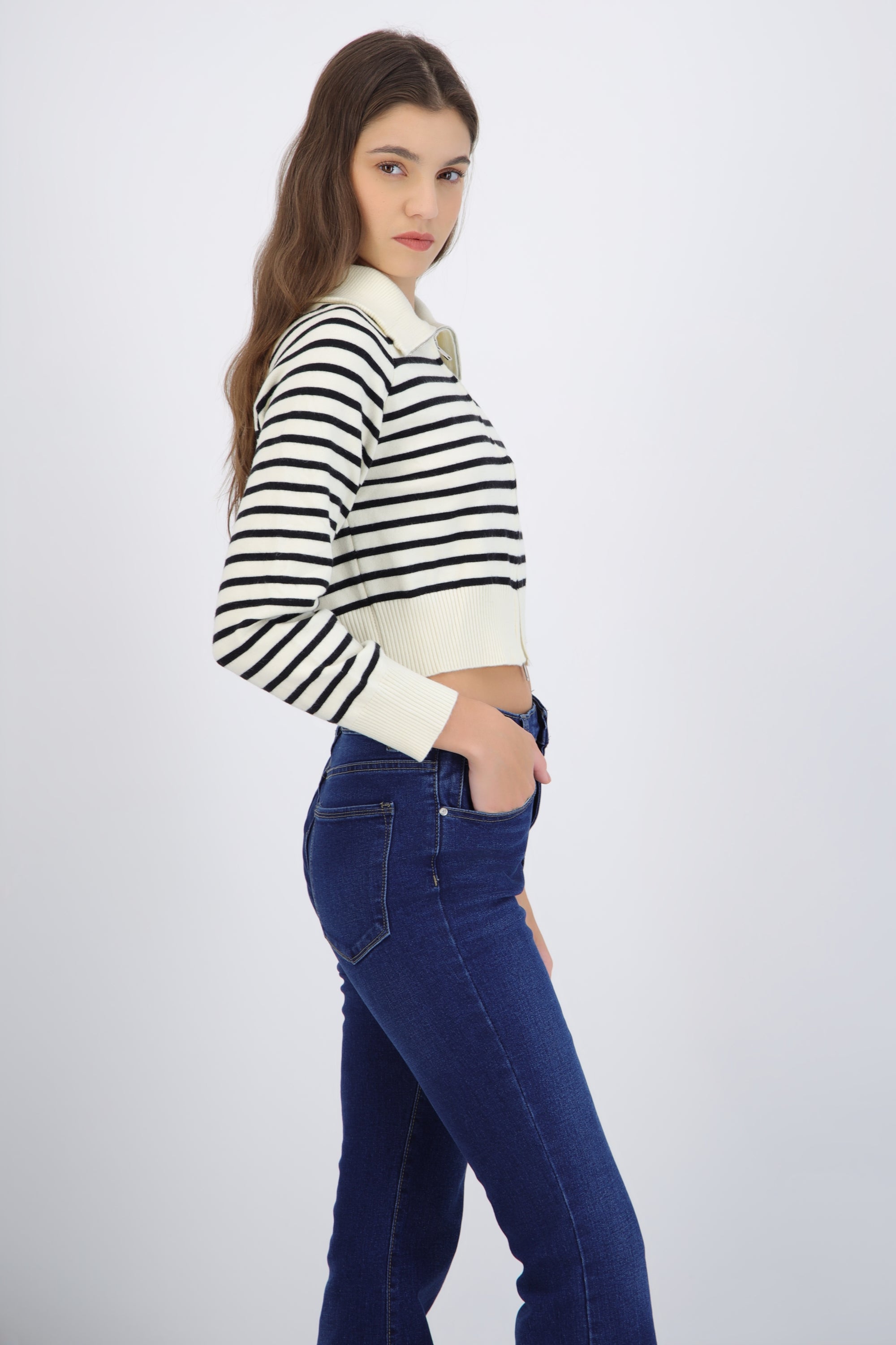 Cardigan rayas con cierre