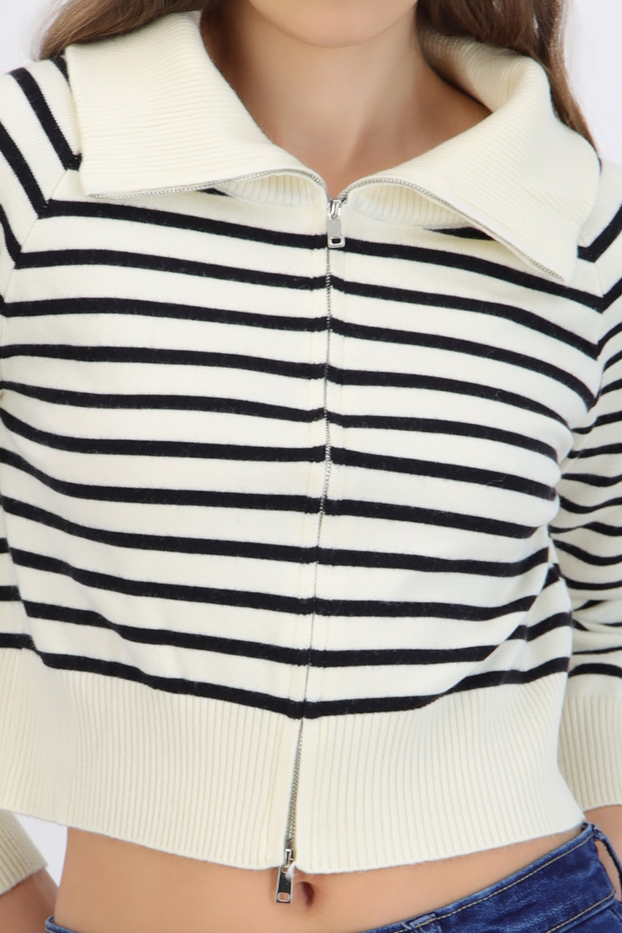 Cardigan rayas con cierre