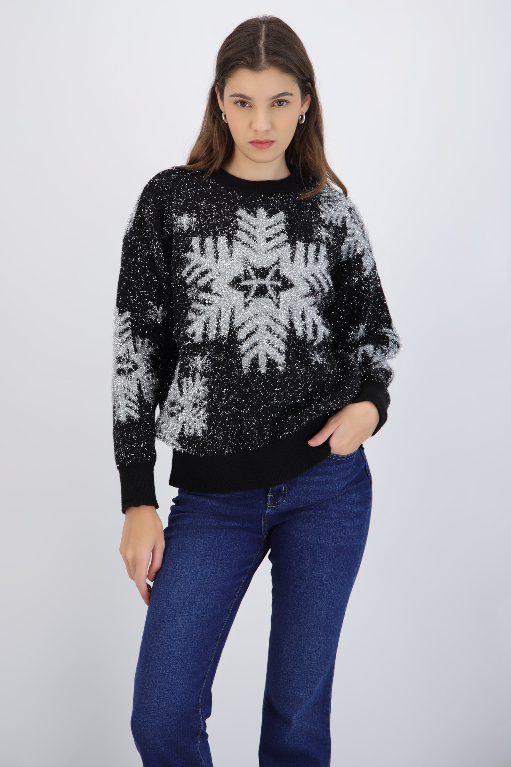 Sueter navideño copos de nieve con lurex